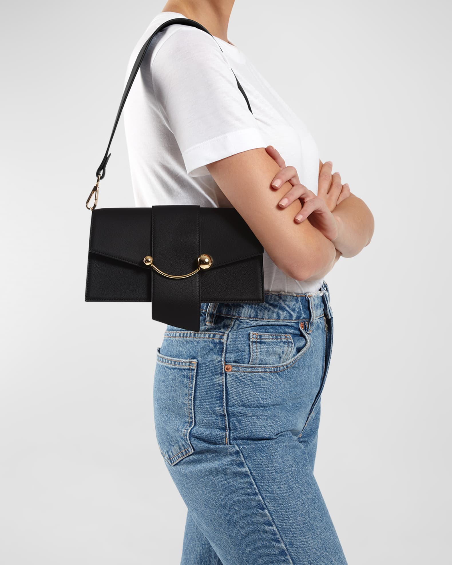 Mini Crescent Leather Shoulder Bag