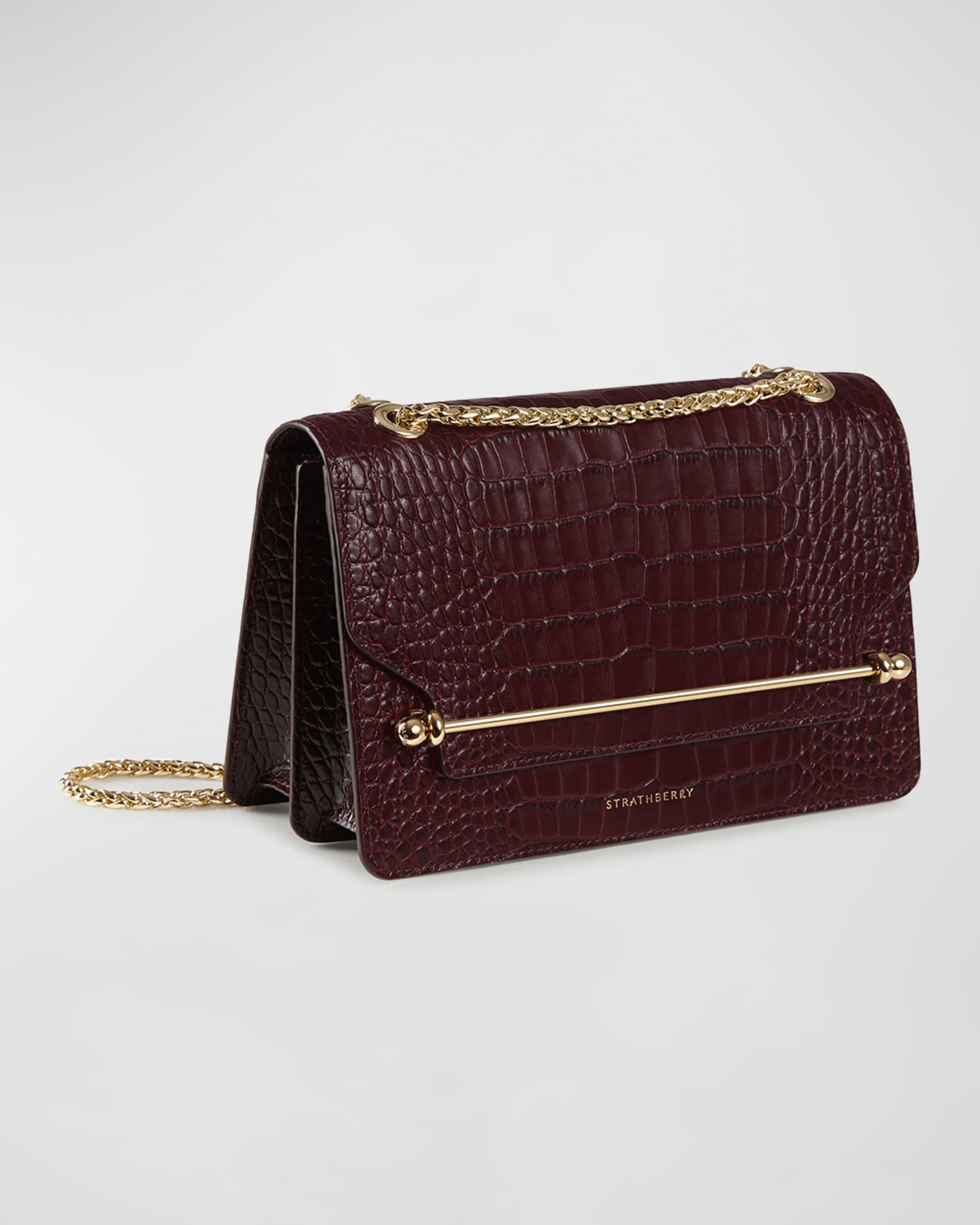 STRATHBERRY EastWest CrocEmbossed Crossbody Bag Neiman Marcus
