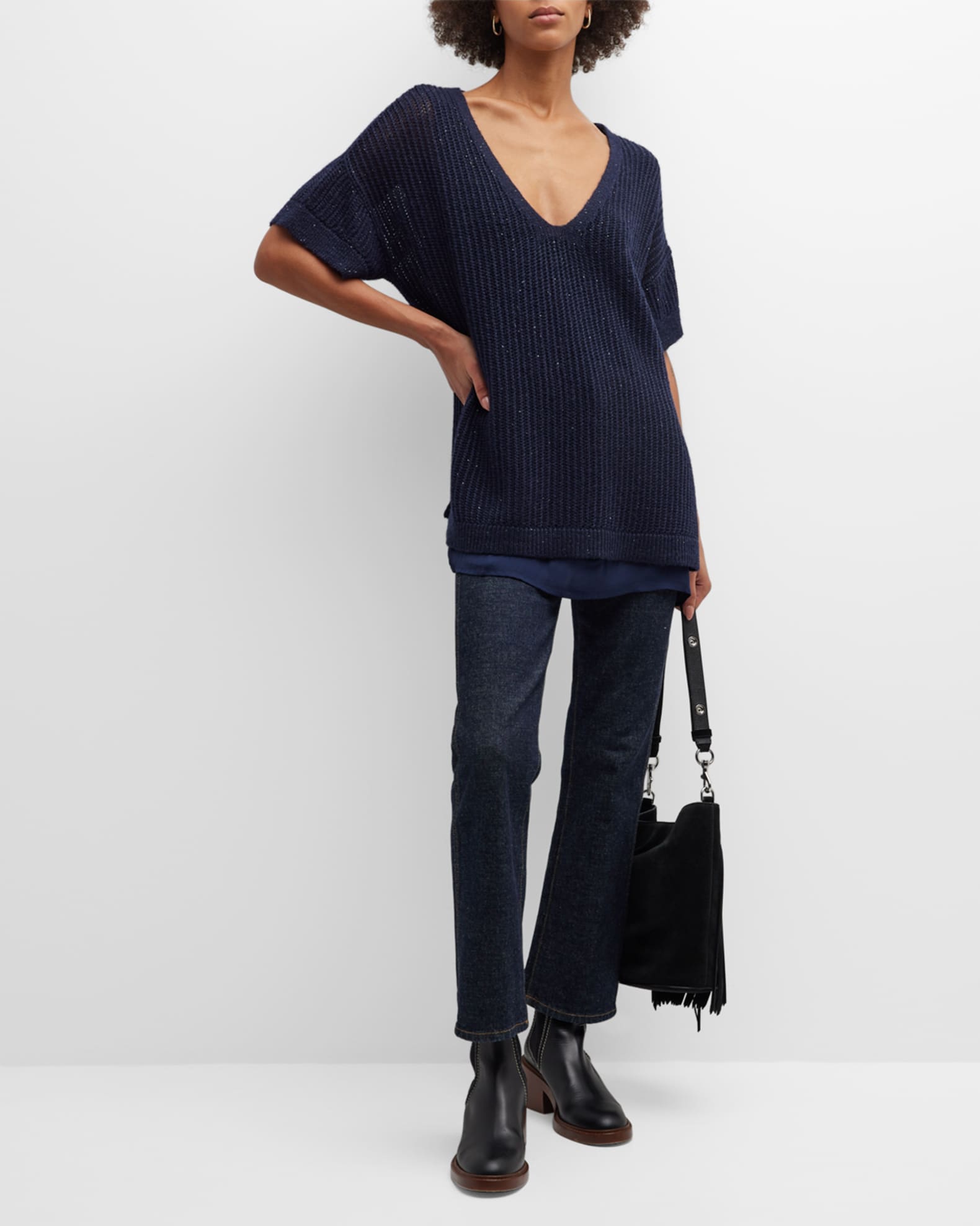 Neiman Marcus Cashmere Collection Cashmere Sequin Weave Tunic | Neiman ...