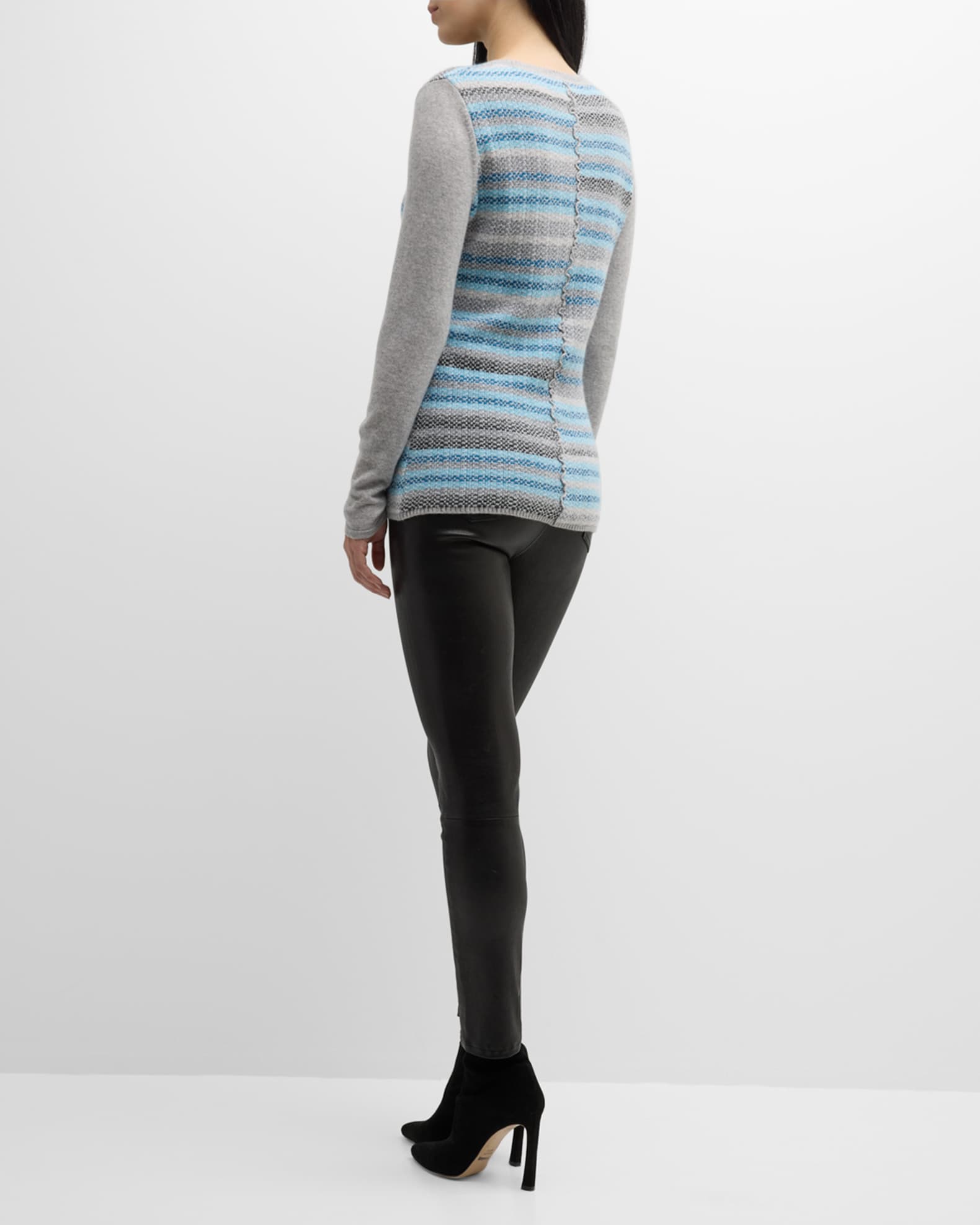 Neiman Marcus Cashmere Collection Cashmere Shifted Stripe Sweater