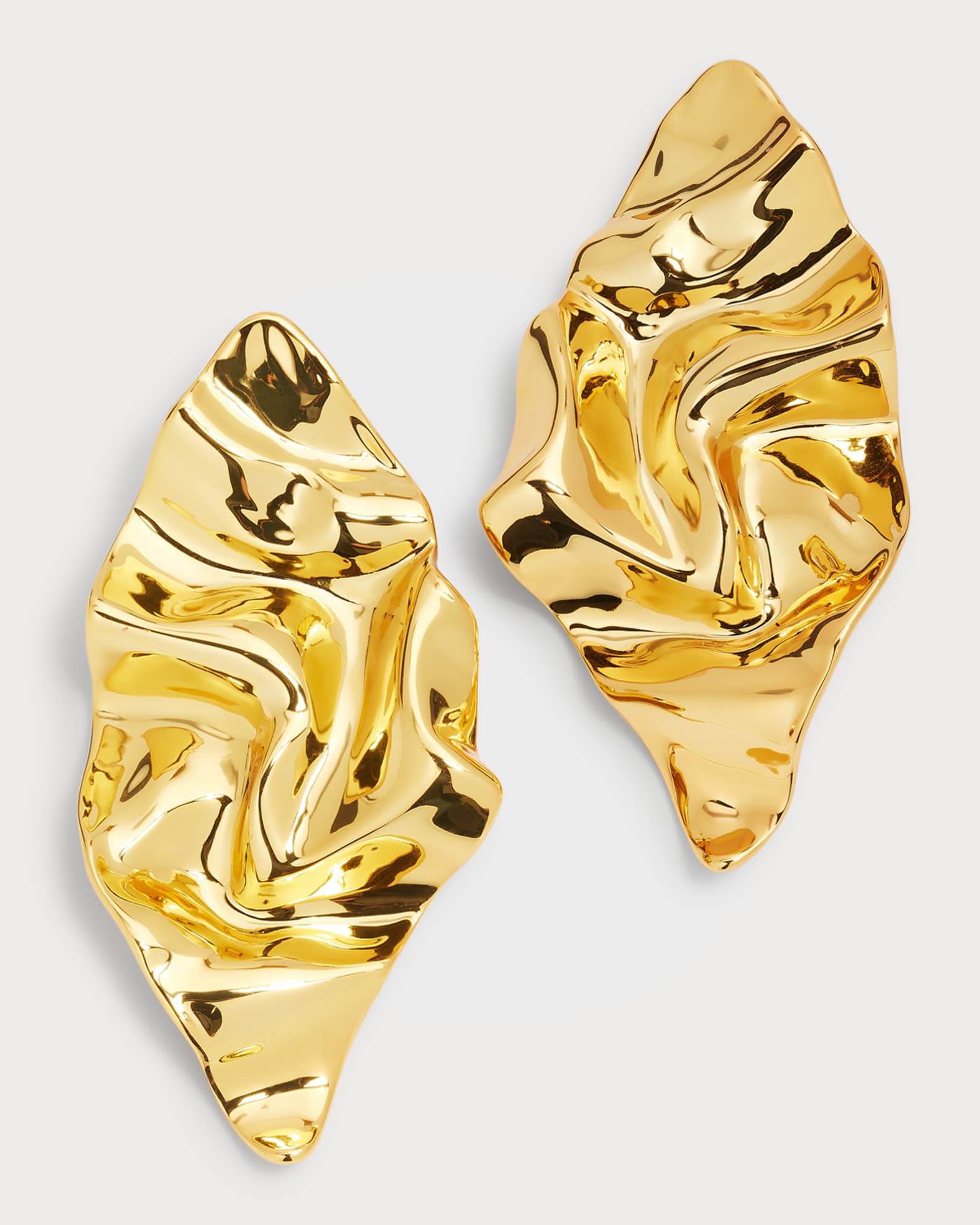 Alexis Bittar Crumpled Gold Large Post Earrings Neiman Marcus