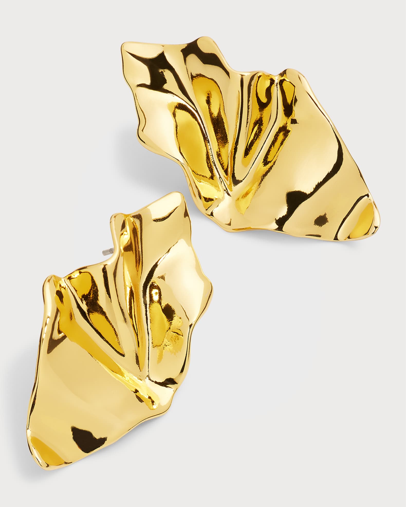 Alexis Bittar Crumpled Gold Small Post Earrings | Neiman Marcus