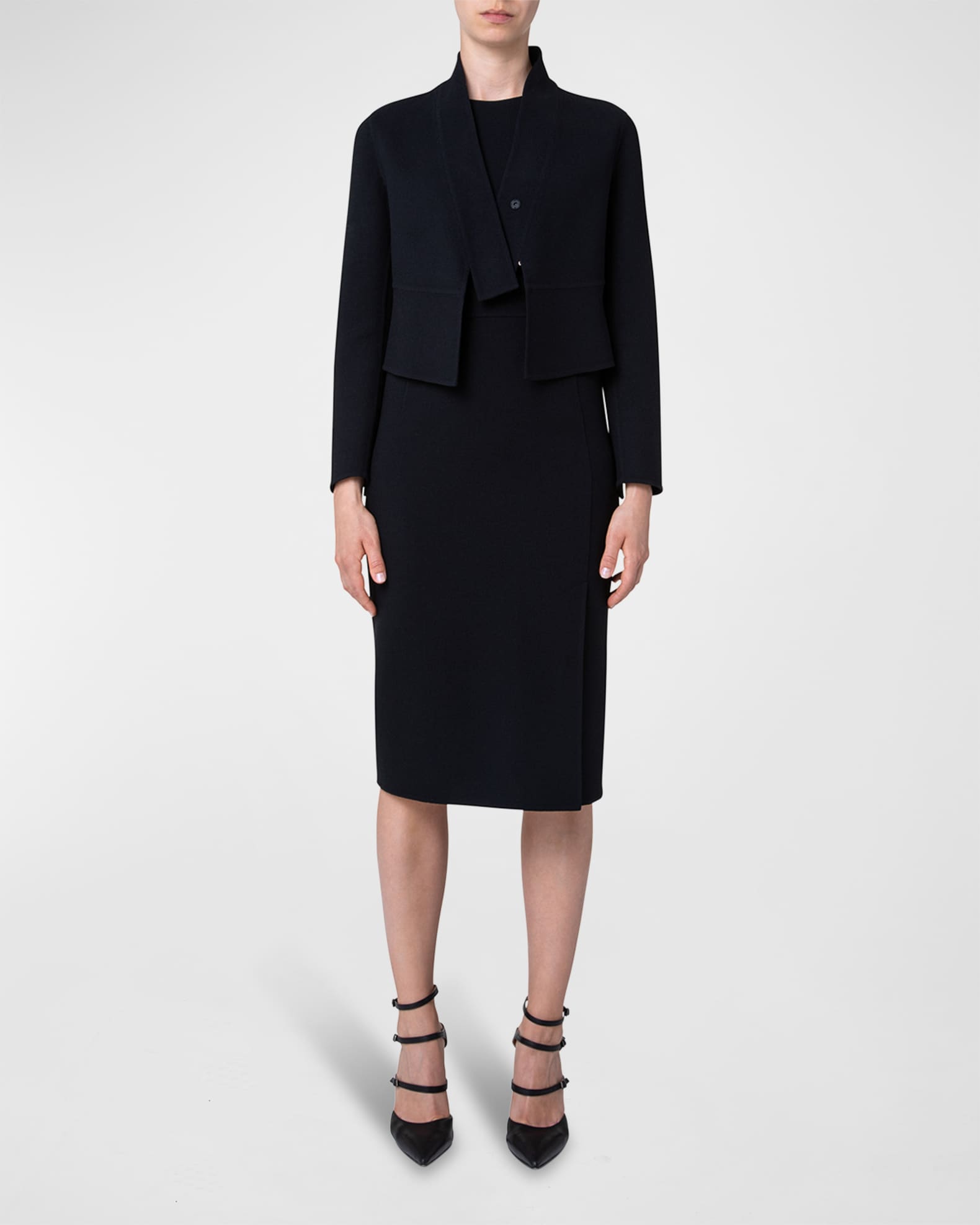 Akris Wrap Skirt Midi Sheath Dress Neiman Marcus