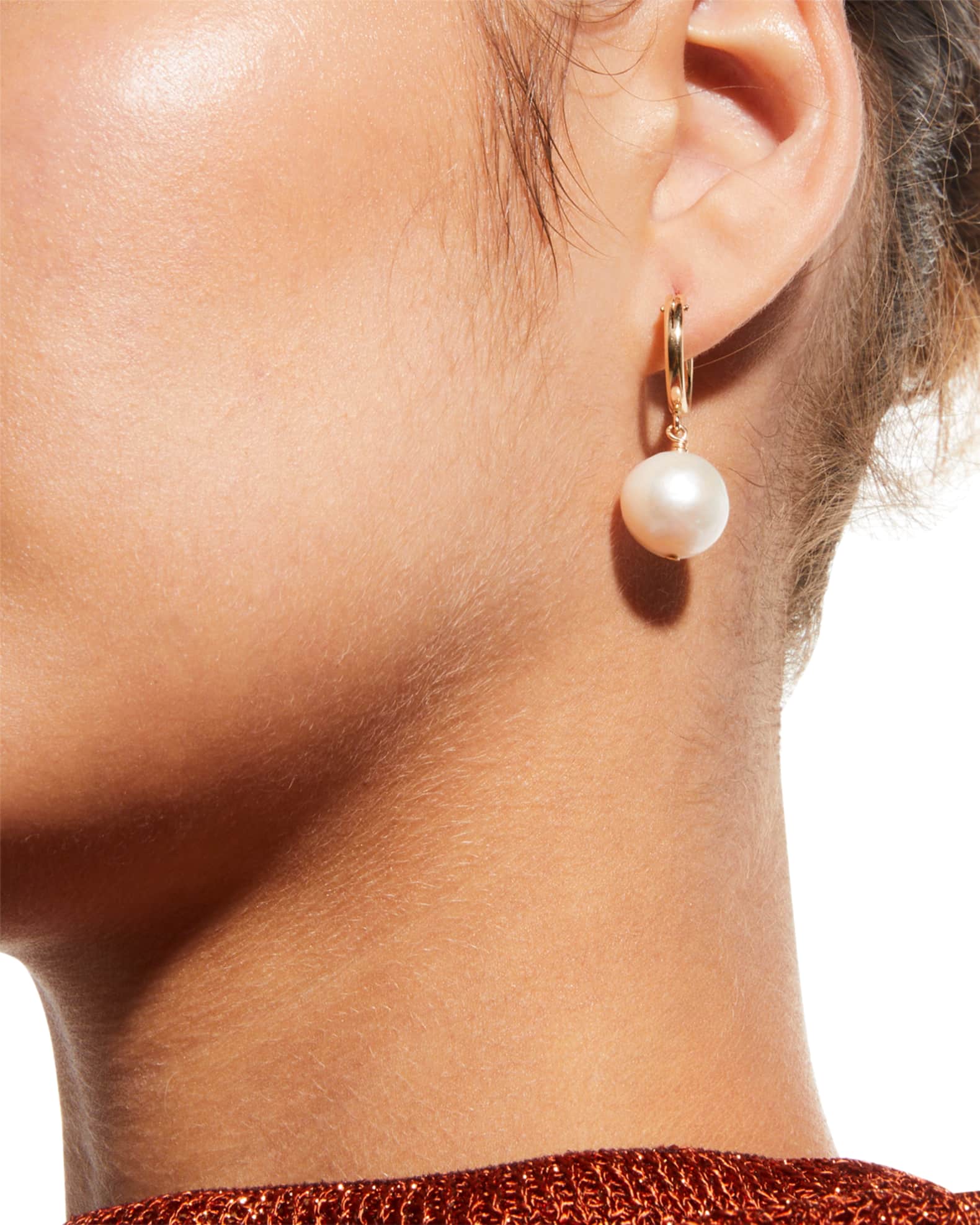 Small Baroque Pearl Huggie Earrings 1