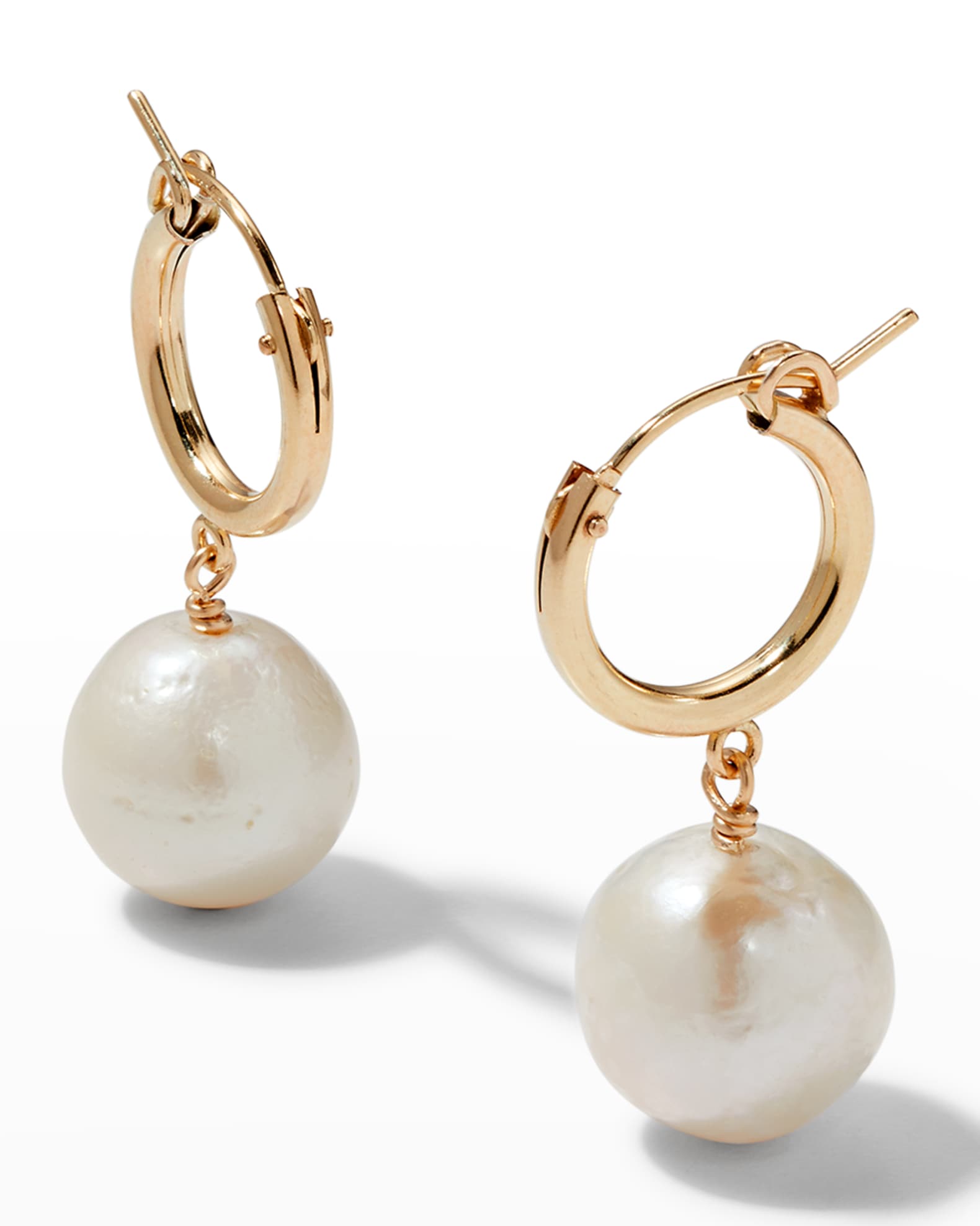Small Baroque Pearl Huggie Earrings 0