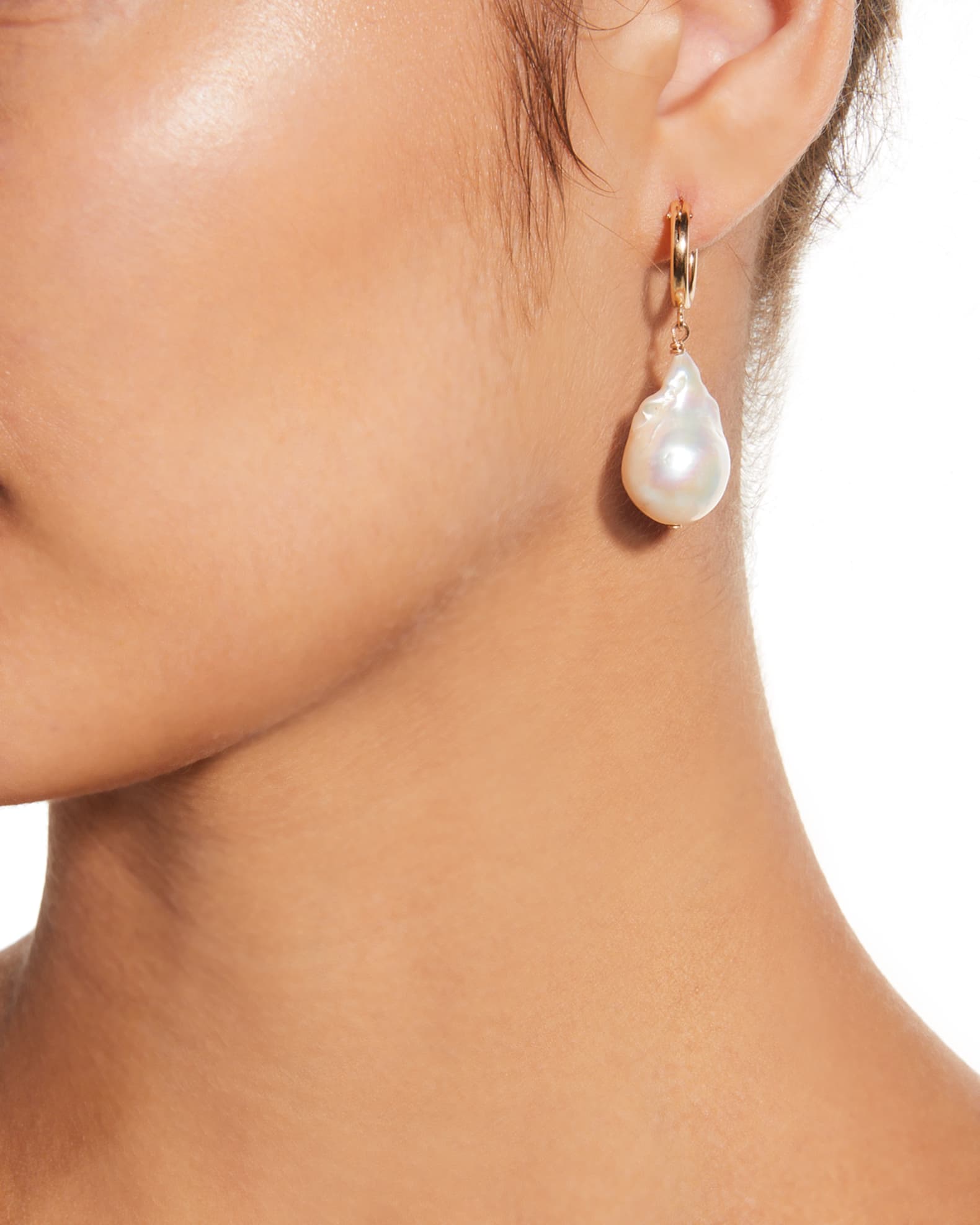 Baroque Pearl Huggie Earrings 1