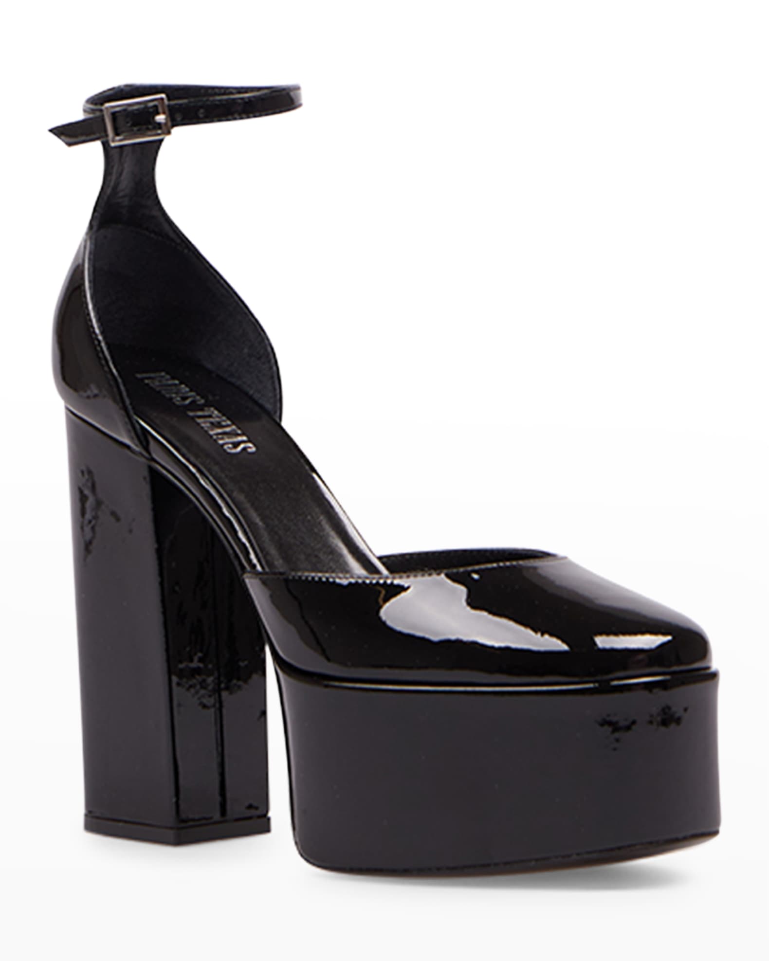 Paris Texas Dalilah Patent AnkleStrap Platform Pumps Neiman Marcus
