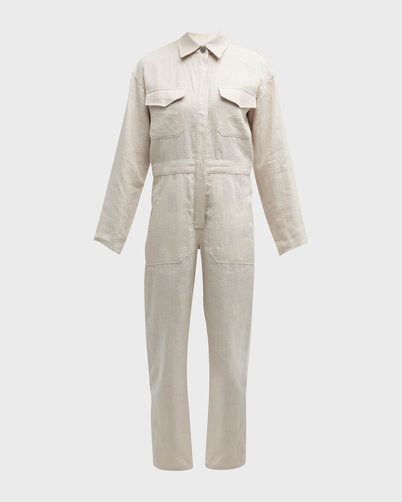 Rivet Utility Powerhouse Linen Utility Jumpsuit Neiman Marcus