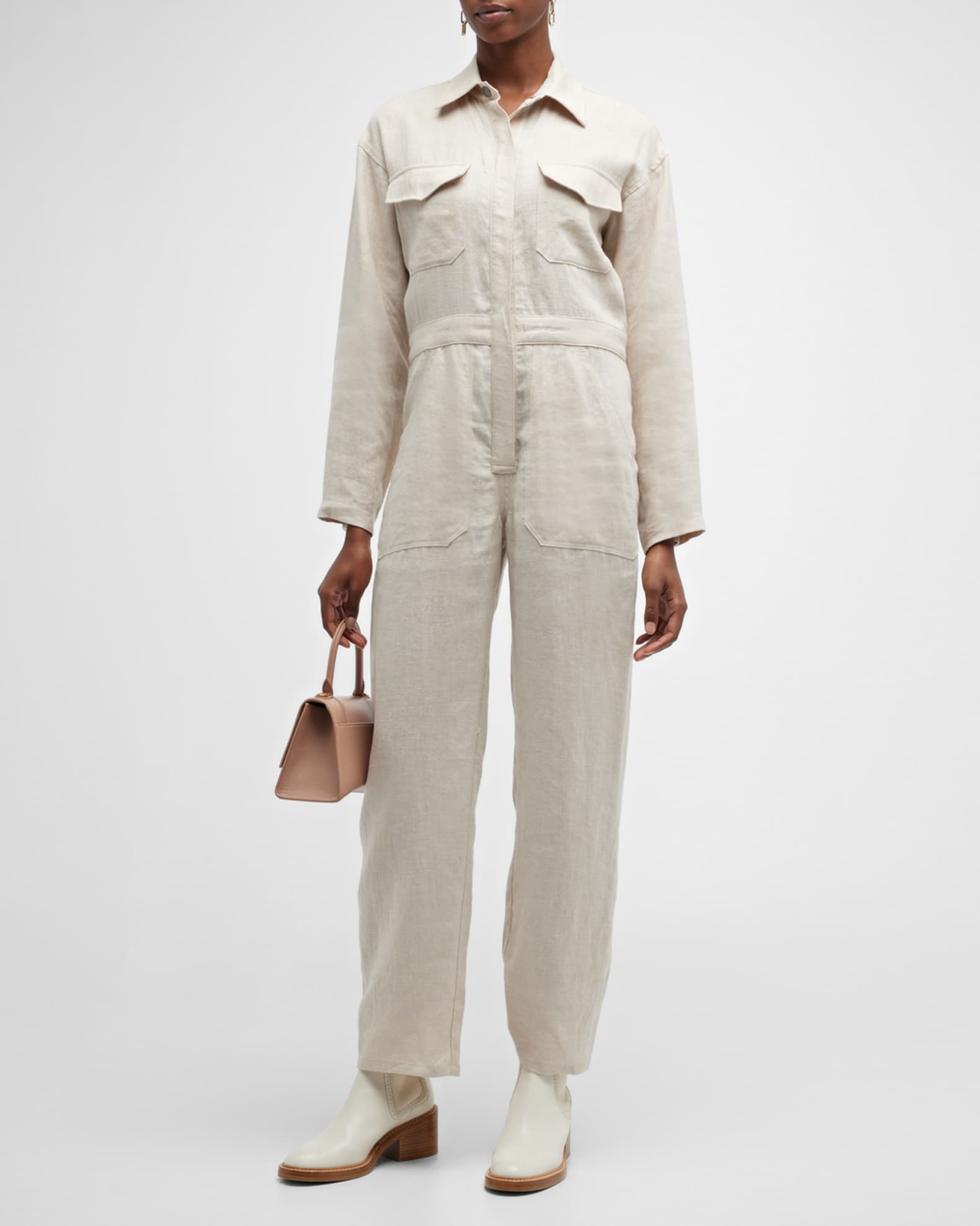 Rivet Utility Powerhouse Linen Utility Jumpsuit Neiman Marcus
