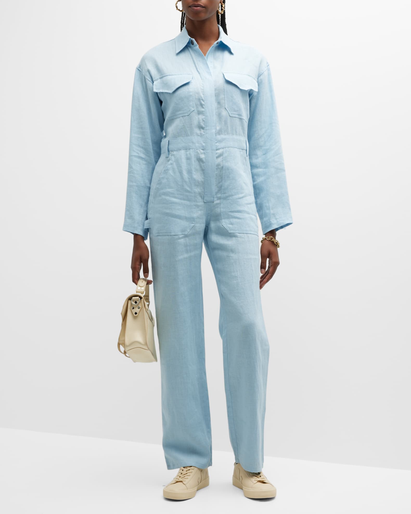 Rivet Utility Powerhouse Linen Utility Jumpsuit Neiman Marcus