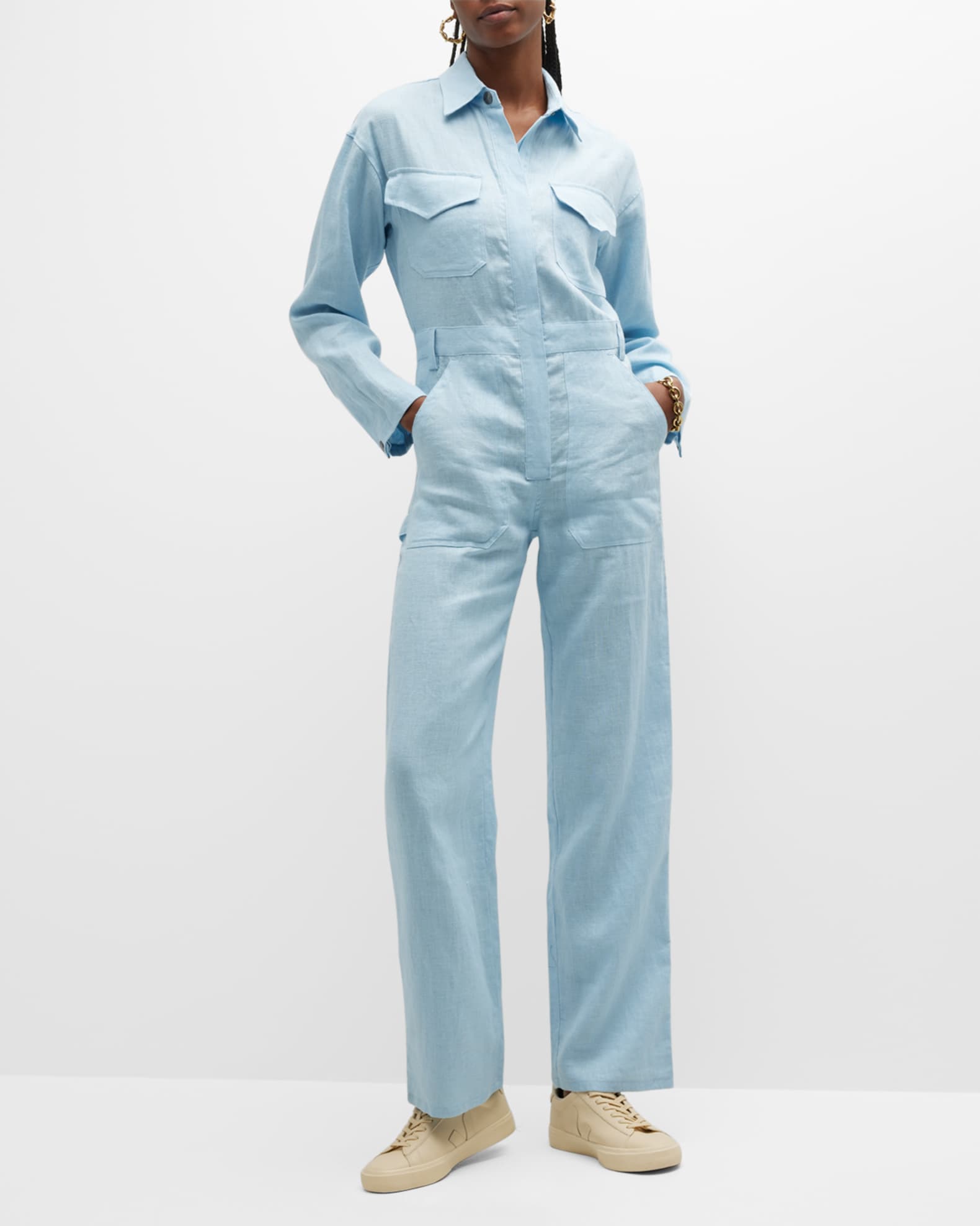 Rivet Utility Powerhouse Linen Utility Jumpsuit Neiman Marcus