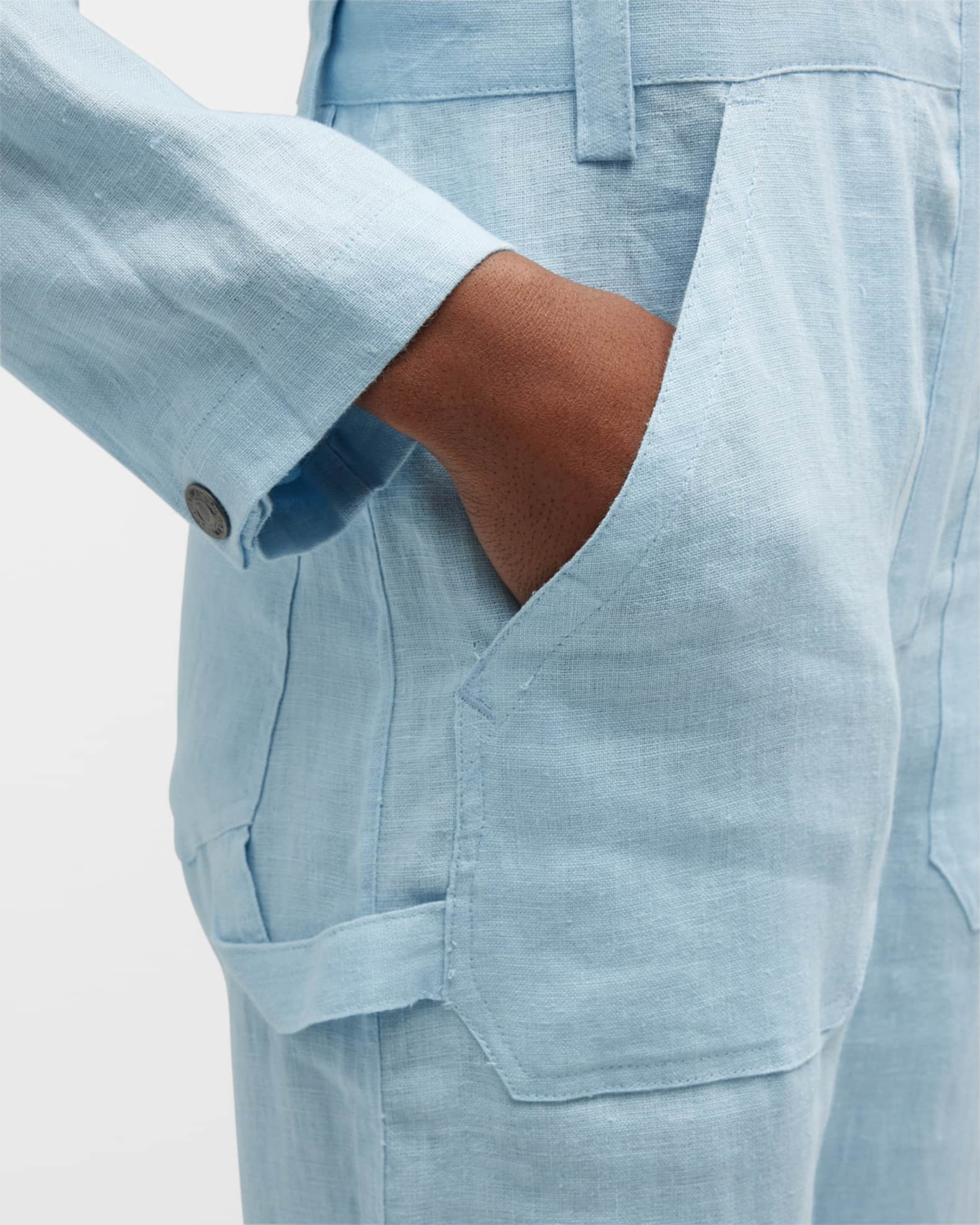 Rivet Utility Powerhouse Linen Utility Jumpsuit Neiman Marcus