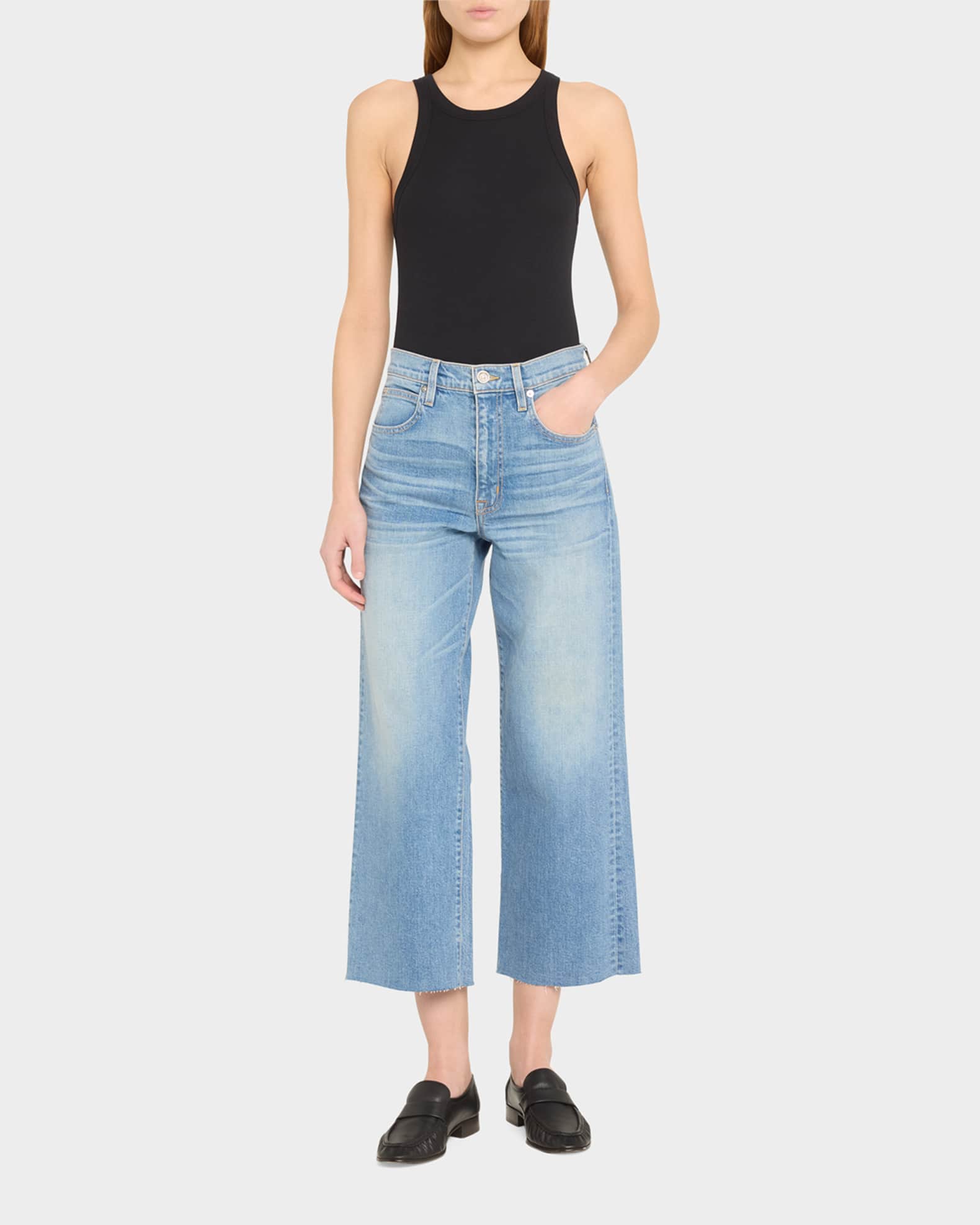 Grace Wide Ankle Jeans with Raw Hem 1
