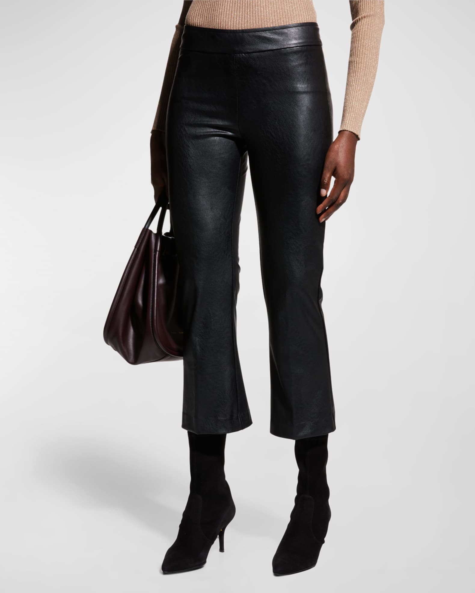 Avenue Montaigne Leo Cropped Vegan Leather Pants | Neiman Marcus