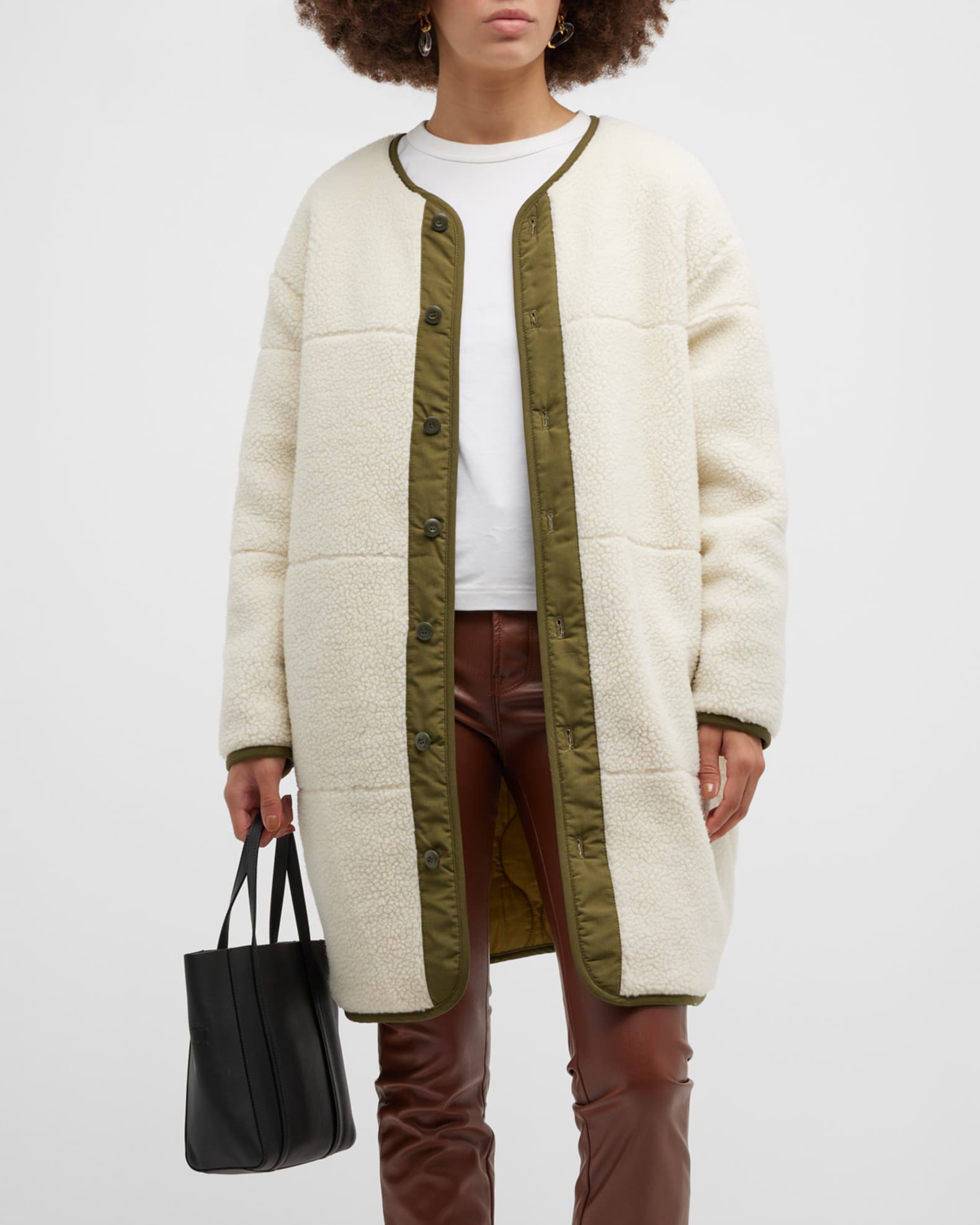 MOTHER The Sherpa Cocoon Reversible Quilted Coat | Neiman Marcus
