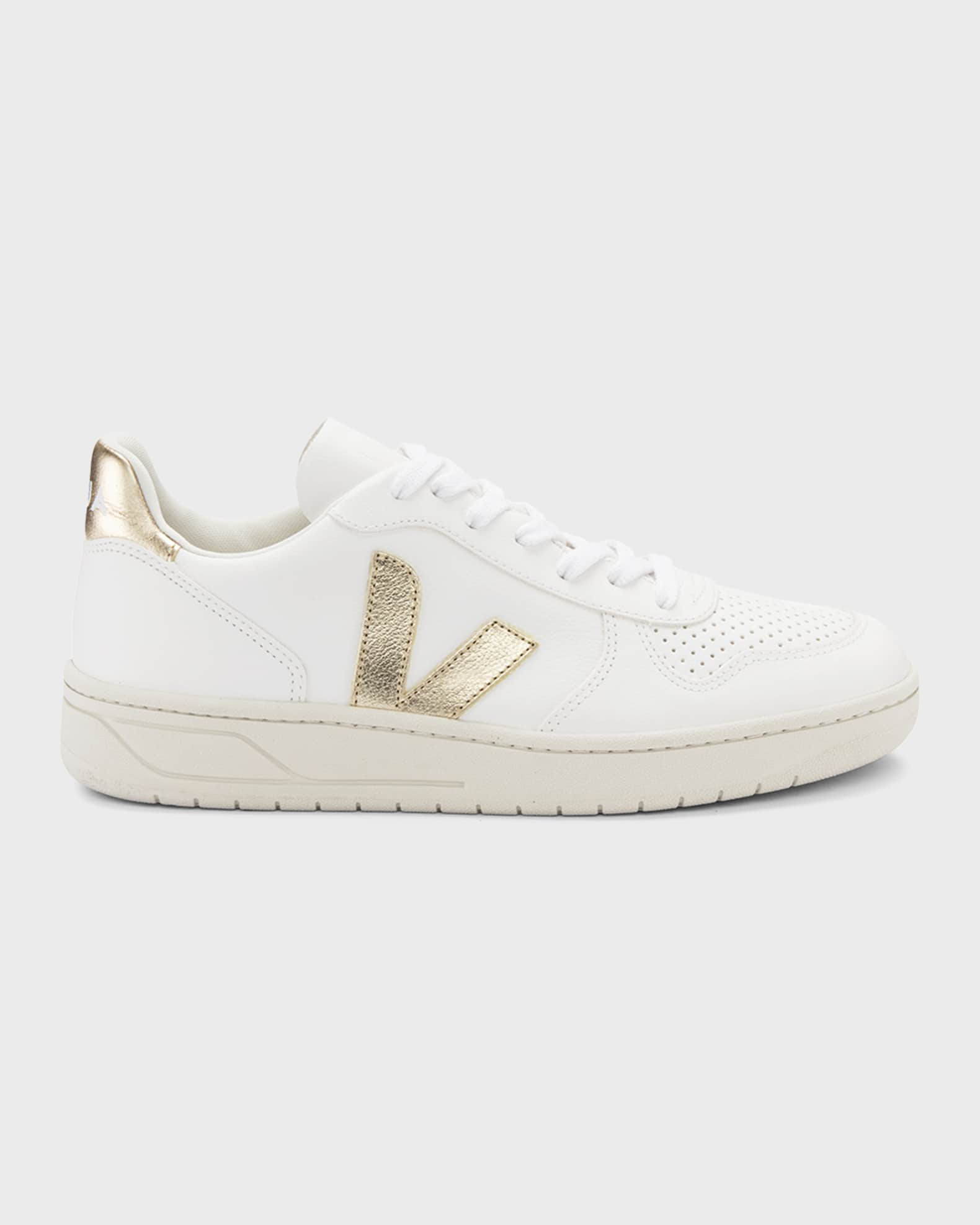 VEJA V-10 Bicolor Metallic Low-Top Sneakers | Neiman Marcus