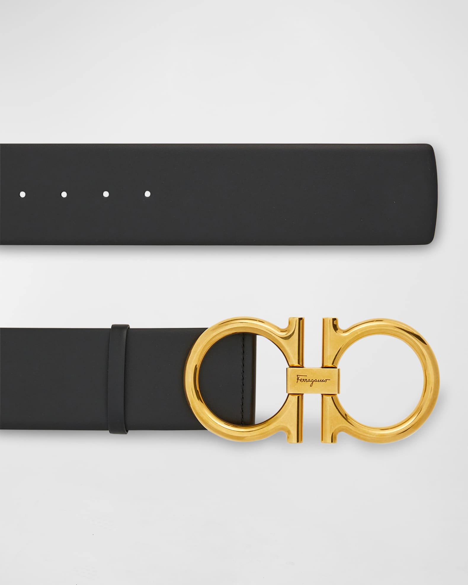 Double Gancini Leather Belt