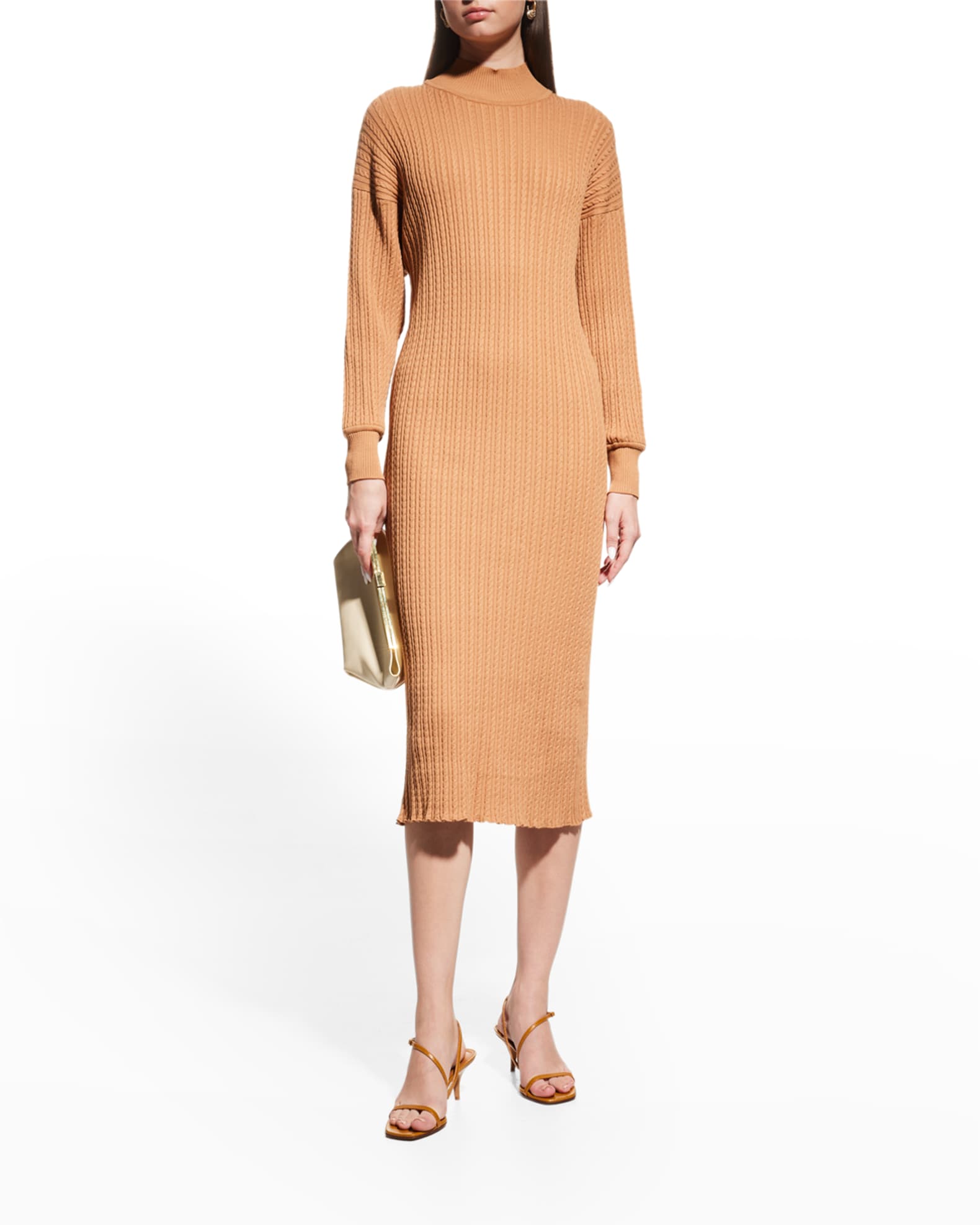 Misook MockNeck CableKnit Midi Sweater Dress Neiman Marcus