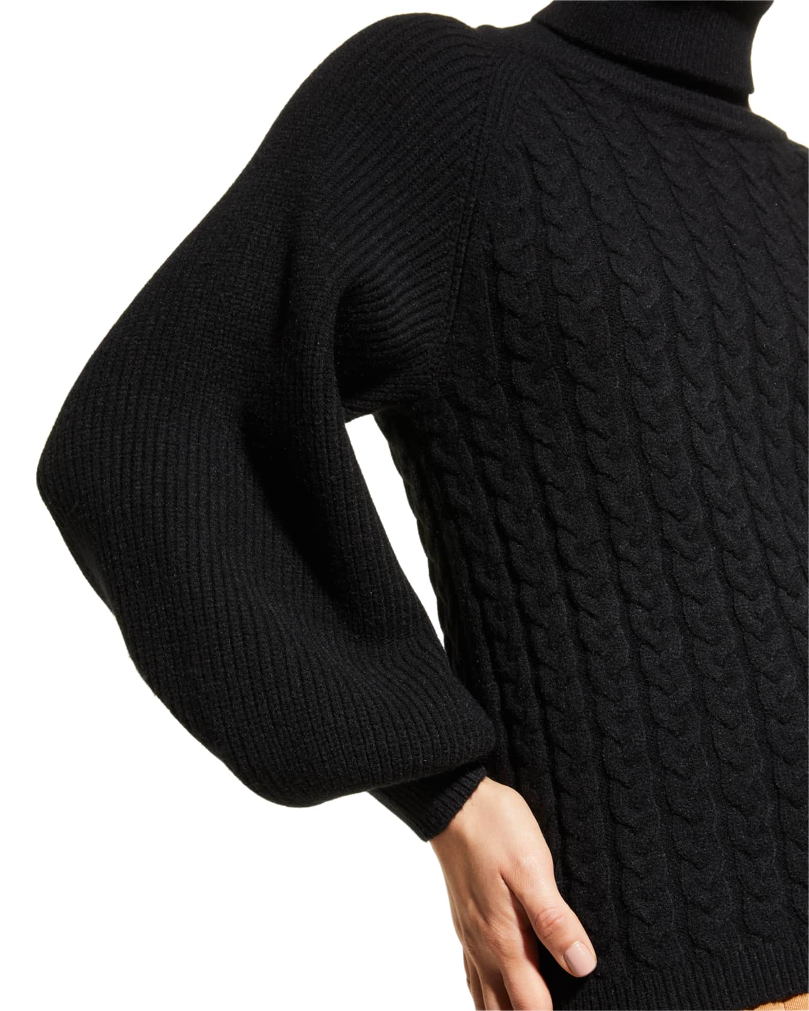 Misook BalloonSleeve CableKnit Turtleneck Sweater Neiman Marcus