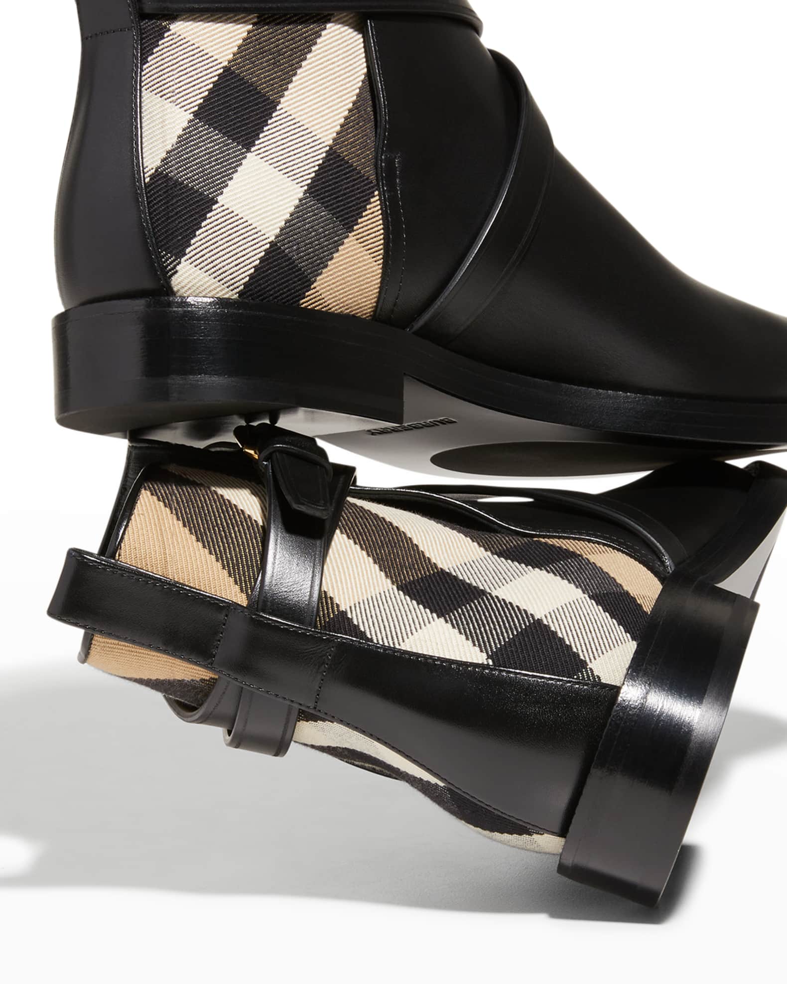 Burberry Pryle Equestrian Check Ankle Booties Neiman Marcus
