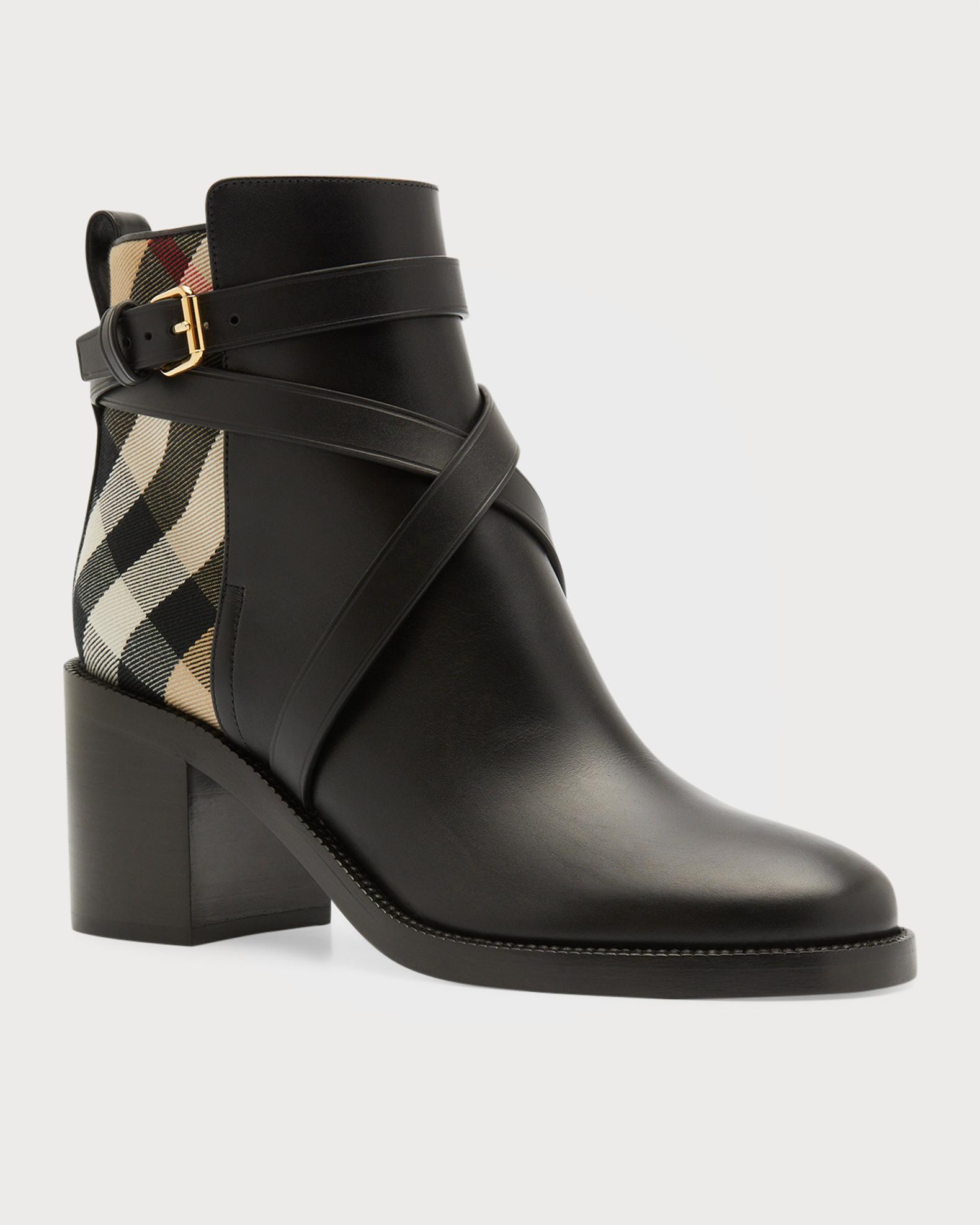 Burberry Pryle Equestrian Horse Check Ankle Booties | Neiman Marcus