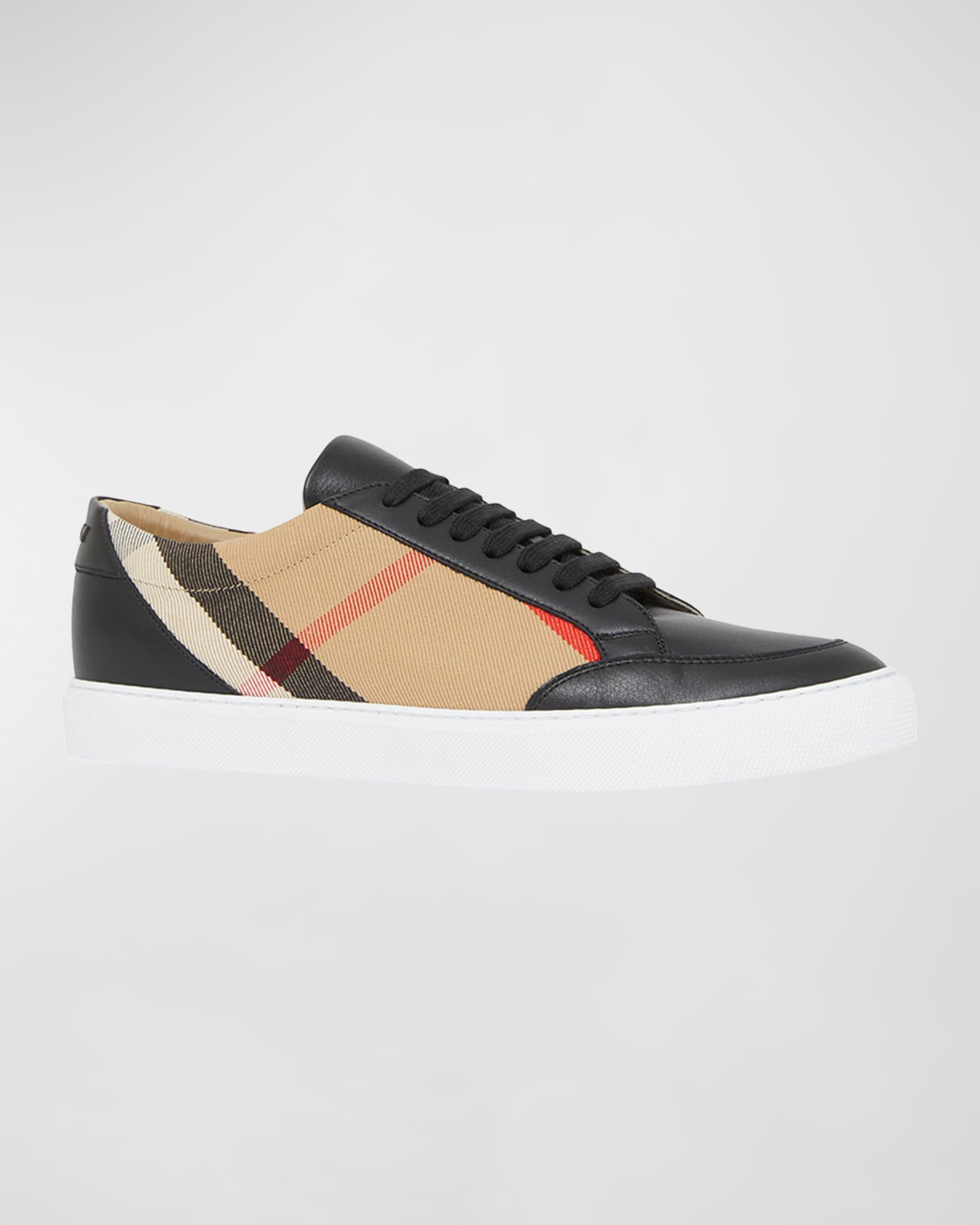 Burberry Salmond Check Leather Low-Top Sneakers | Neiman Marcus