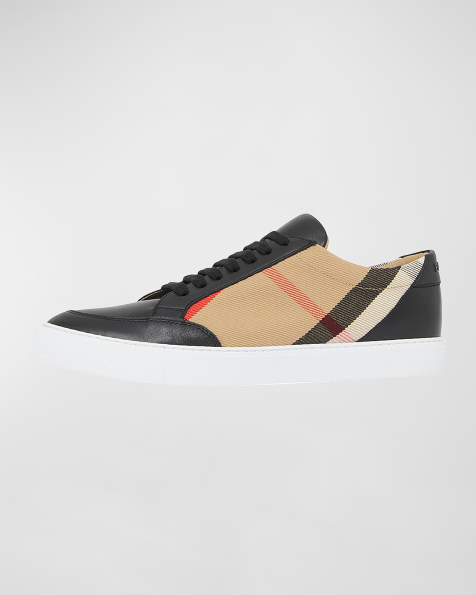Check detail leather sneakers new arrivals