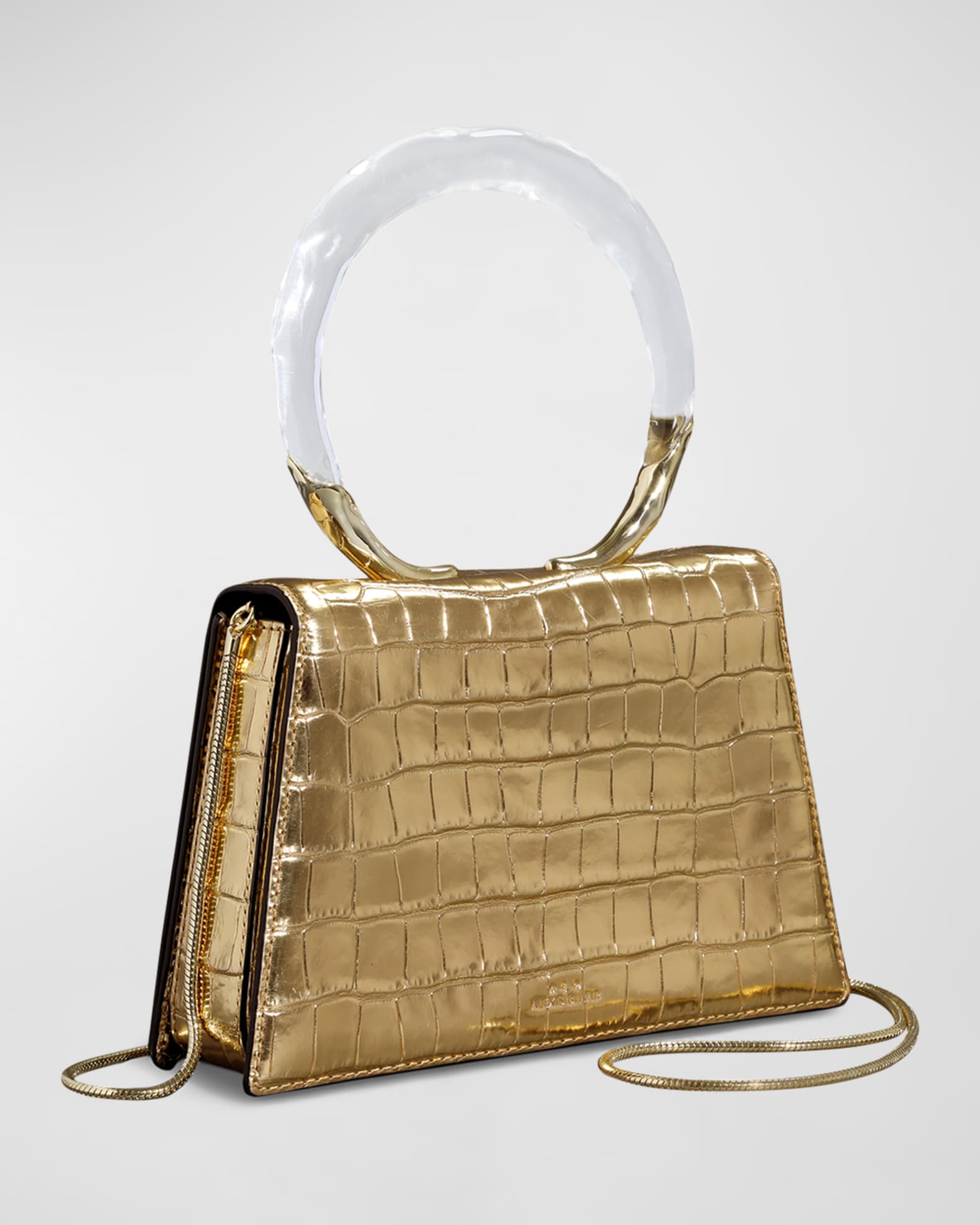 Alexis Bittar Lucite Quad Croc-Embossed Top-Handle Bag