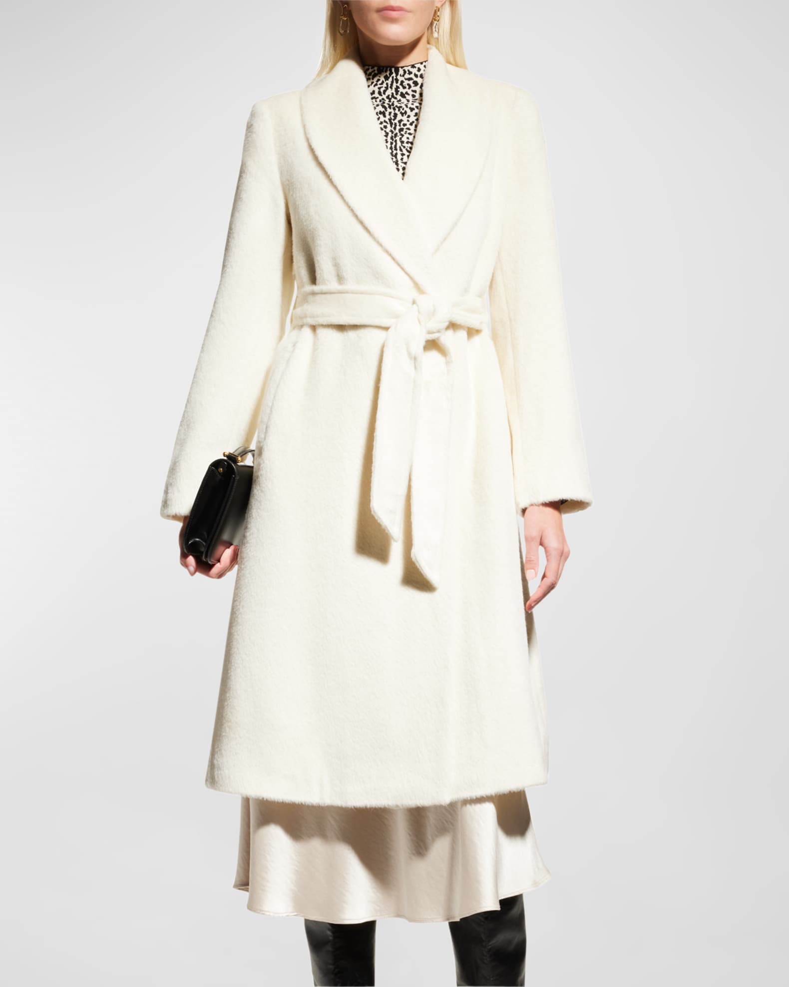 Sofia Cashmere Belted Baby AlpacaWool Wrap Coat Neiman Marcus