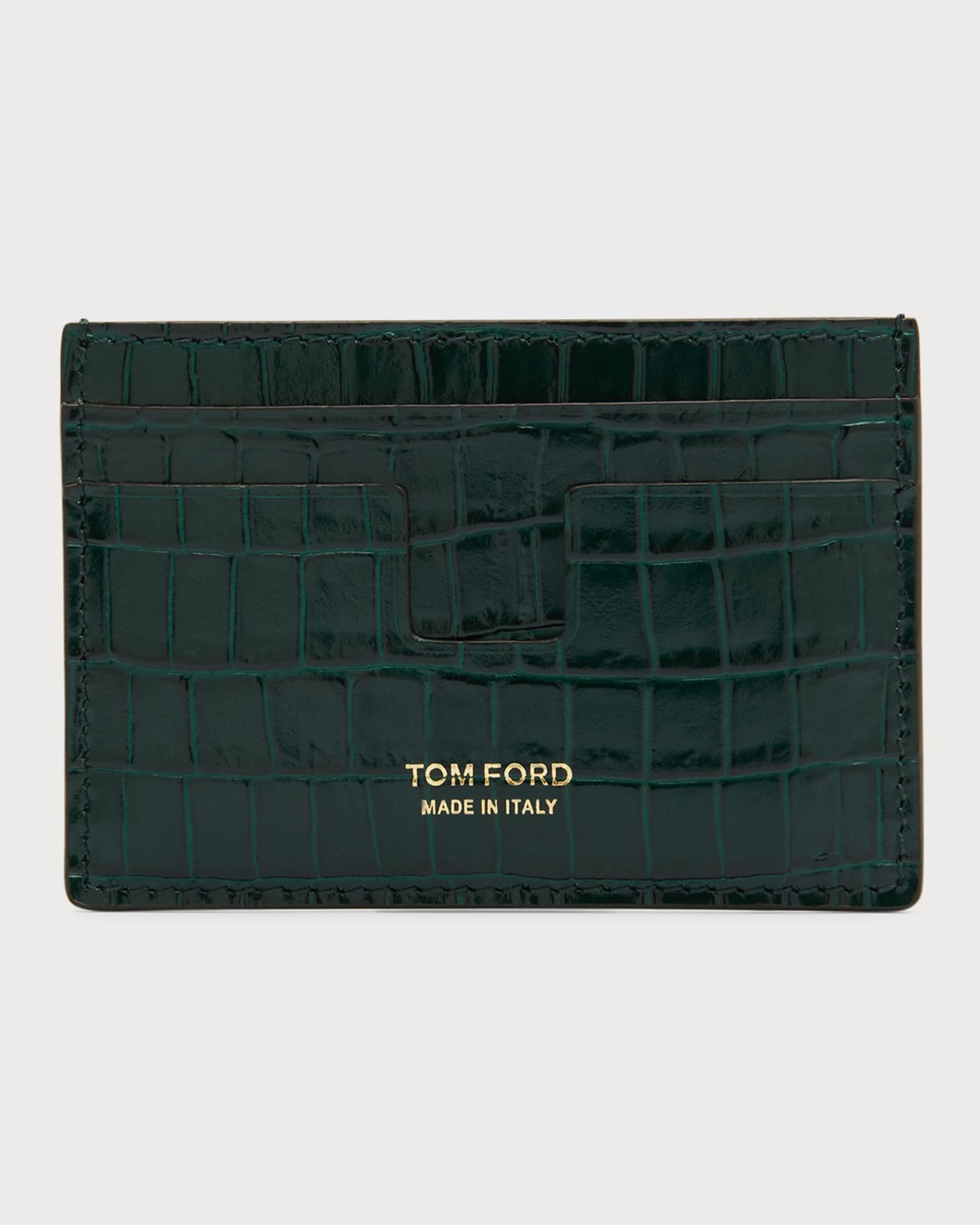 TOM FORD Men's Croc-Printed Leather T-Line Card Holder | Neiman Marcus