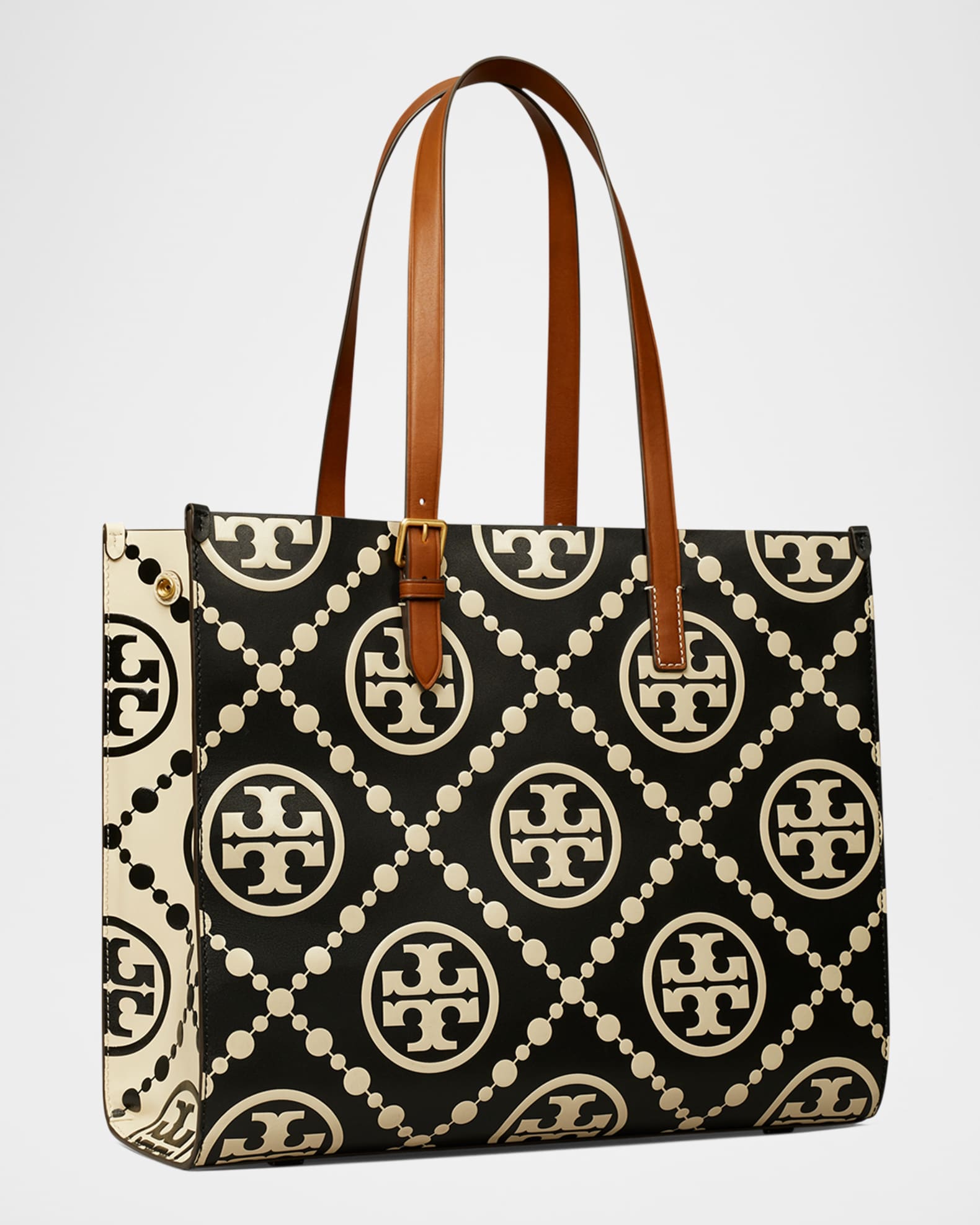 T Monogram Contrast Embossed Tote: Women's Designer Tote Bags