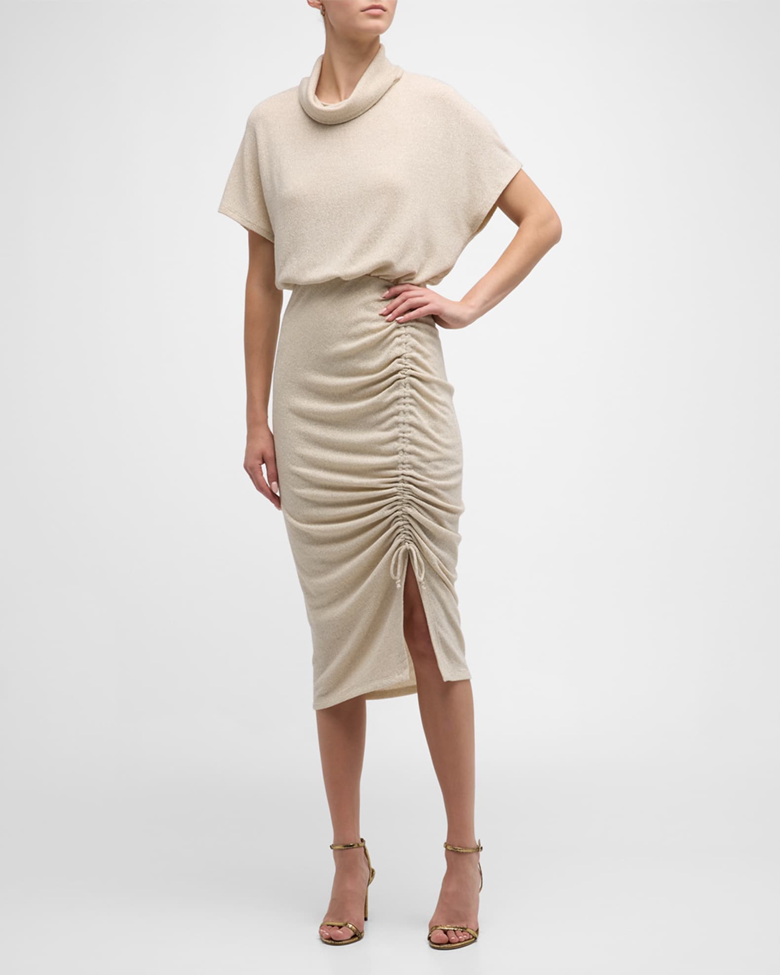 Black Halo Iliana Ruched Shimmer Sheath Dress Neiman Marcus