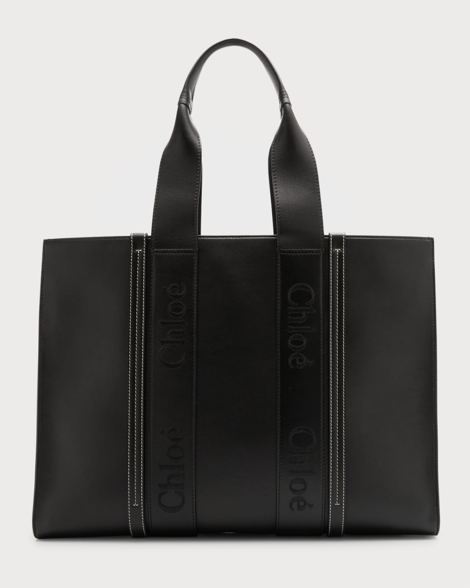 Chloe Woody Large Logo Leather Tote Bag | Neiman Marcus