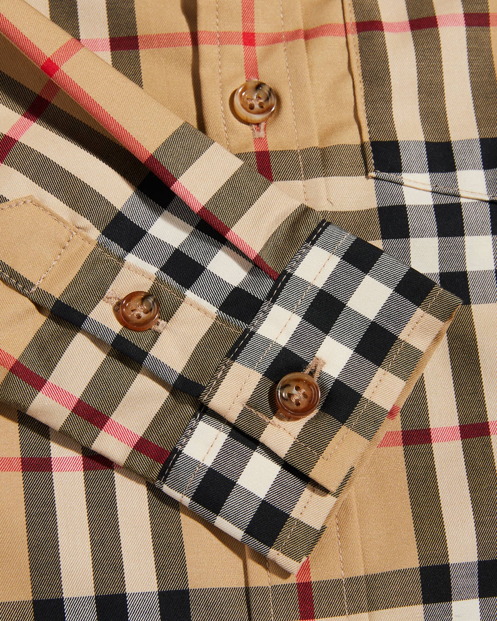 Burberry Boys Owen Check Short Sleeve Shirt in Yellow