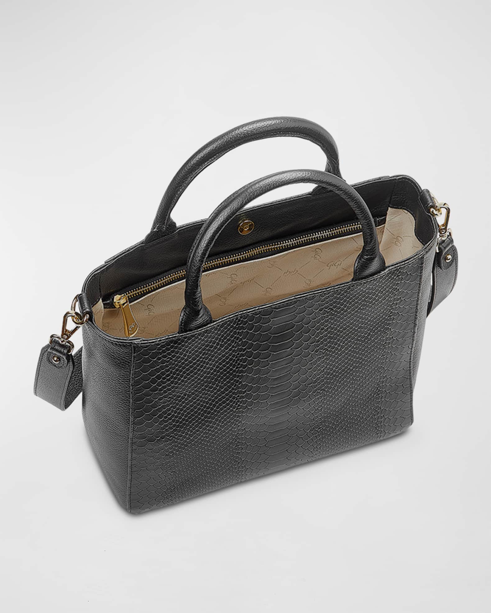 Gigi New York Hudson Python-Embossed Top-Handle Bag | Neiman Marcus