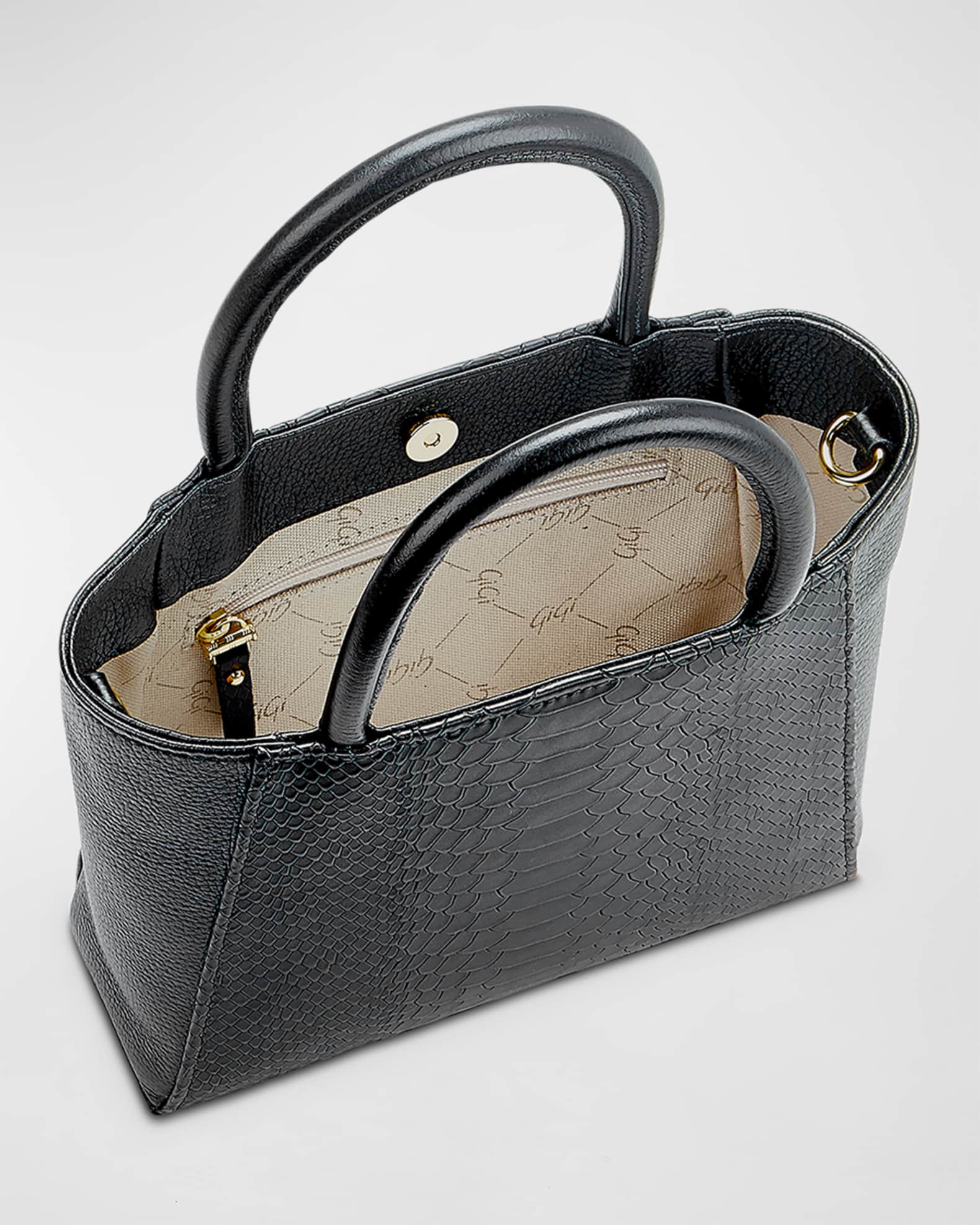 Gigi New York Dylan Mini Python-Embossed Satchel Bag | Neiman Marcus