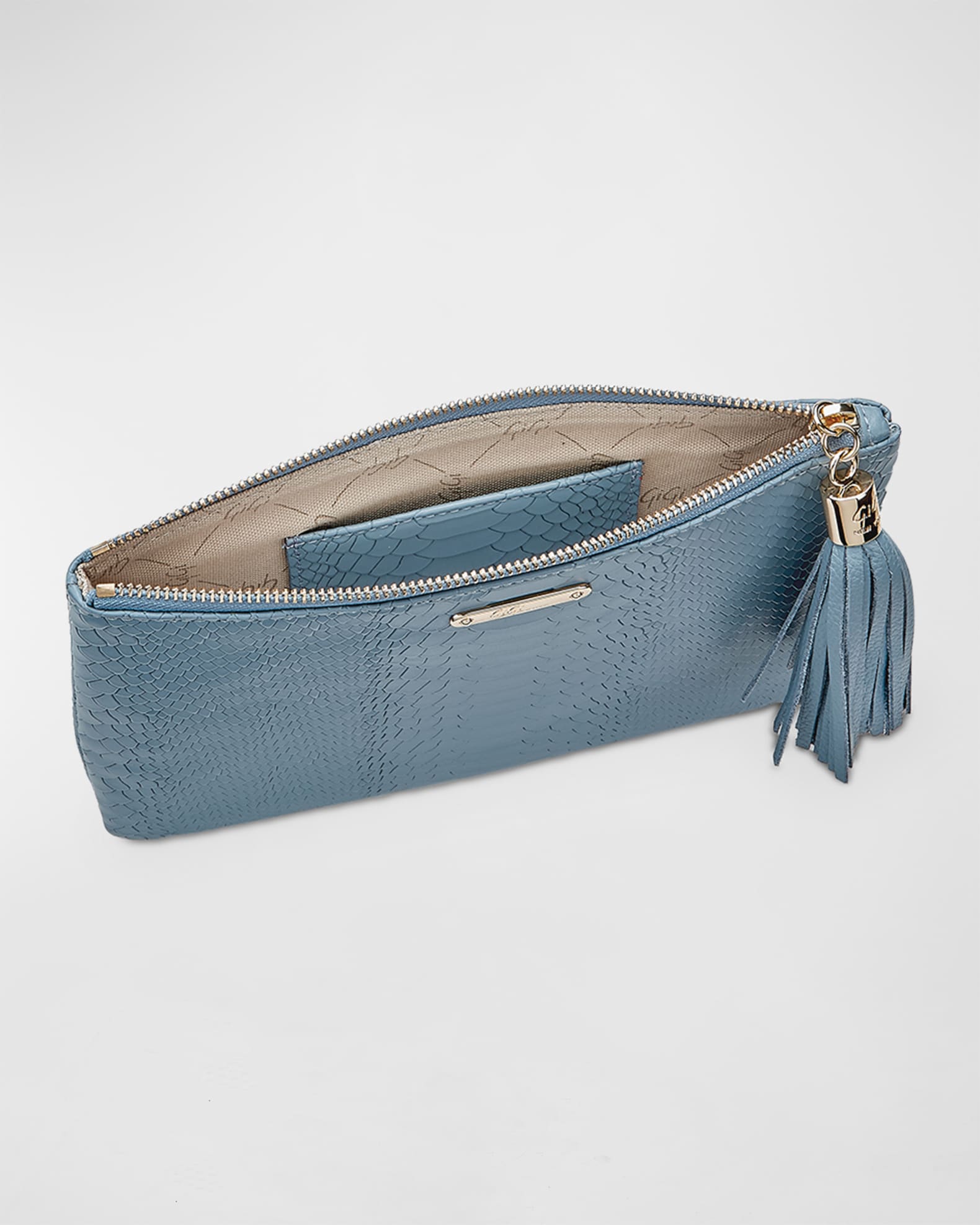 Gigi New York All in One Zip Python-Embossed Clutch Bag | Neiman Marcus