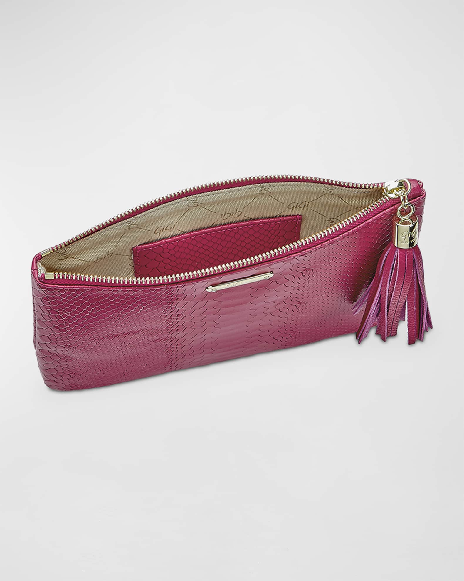 Gigi New York All in One Zip Python-Embossed Clutch Bag | Neiman Marcus