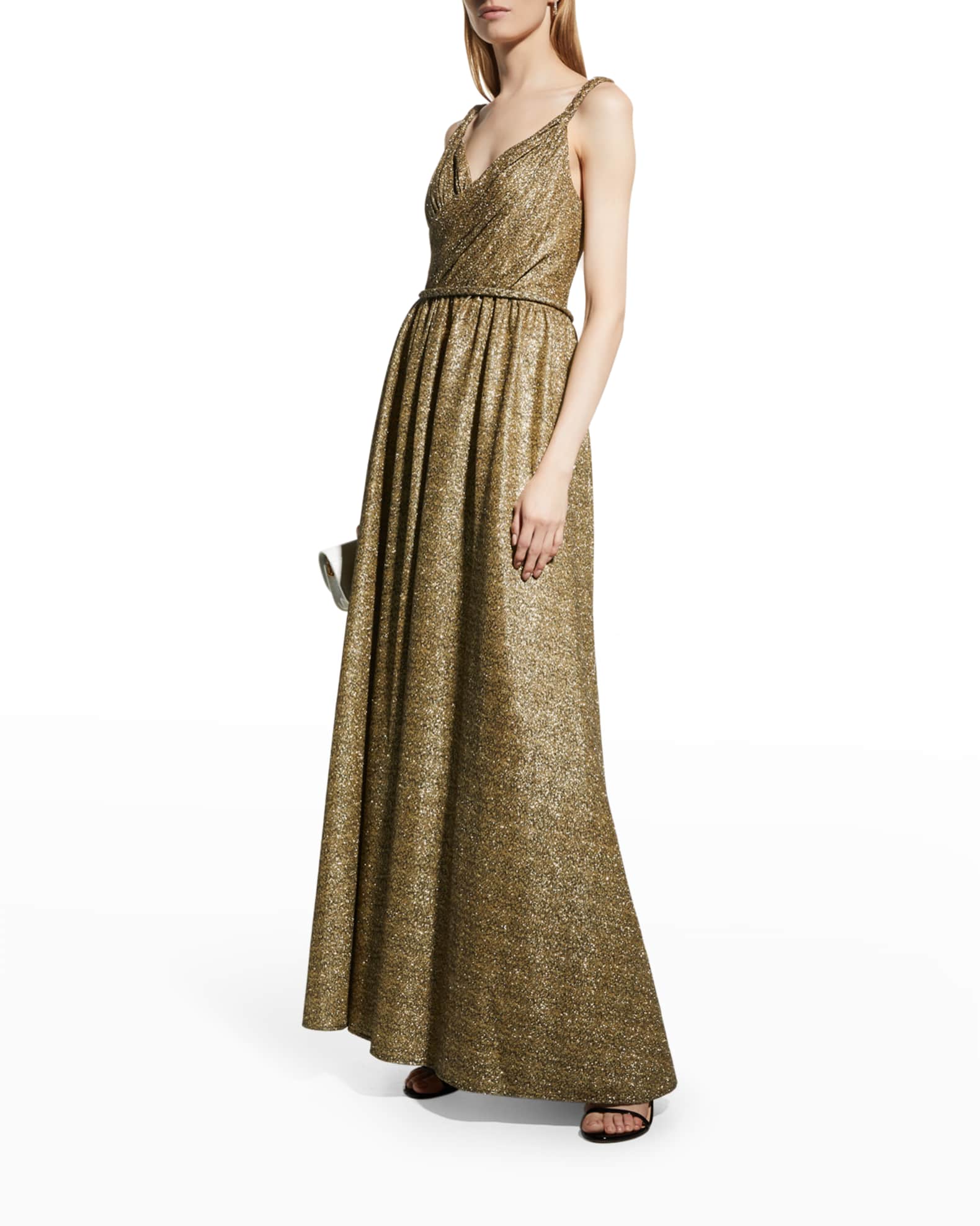 Basix BraidedStrap Glitter Gown Neiman Marcus