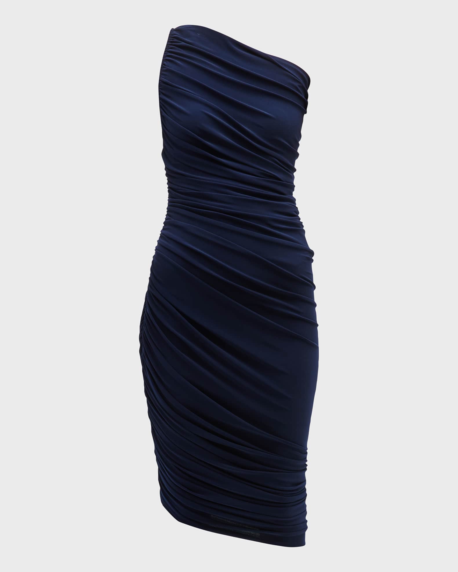 Diana Shirred One-Shoulder Asymmetric Dress 0