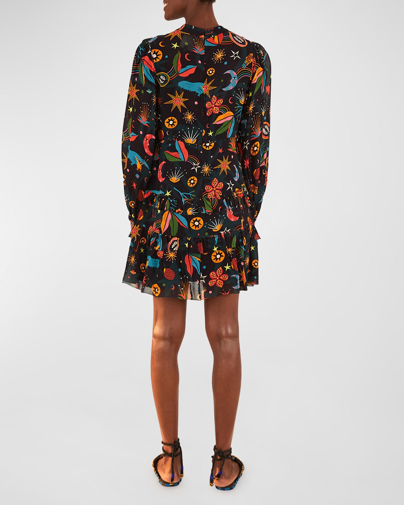 Farm Rio Black Cerrado Sky Mini Dress | Neiman Marcus