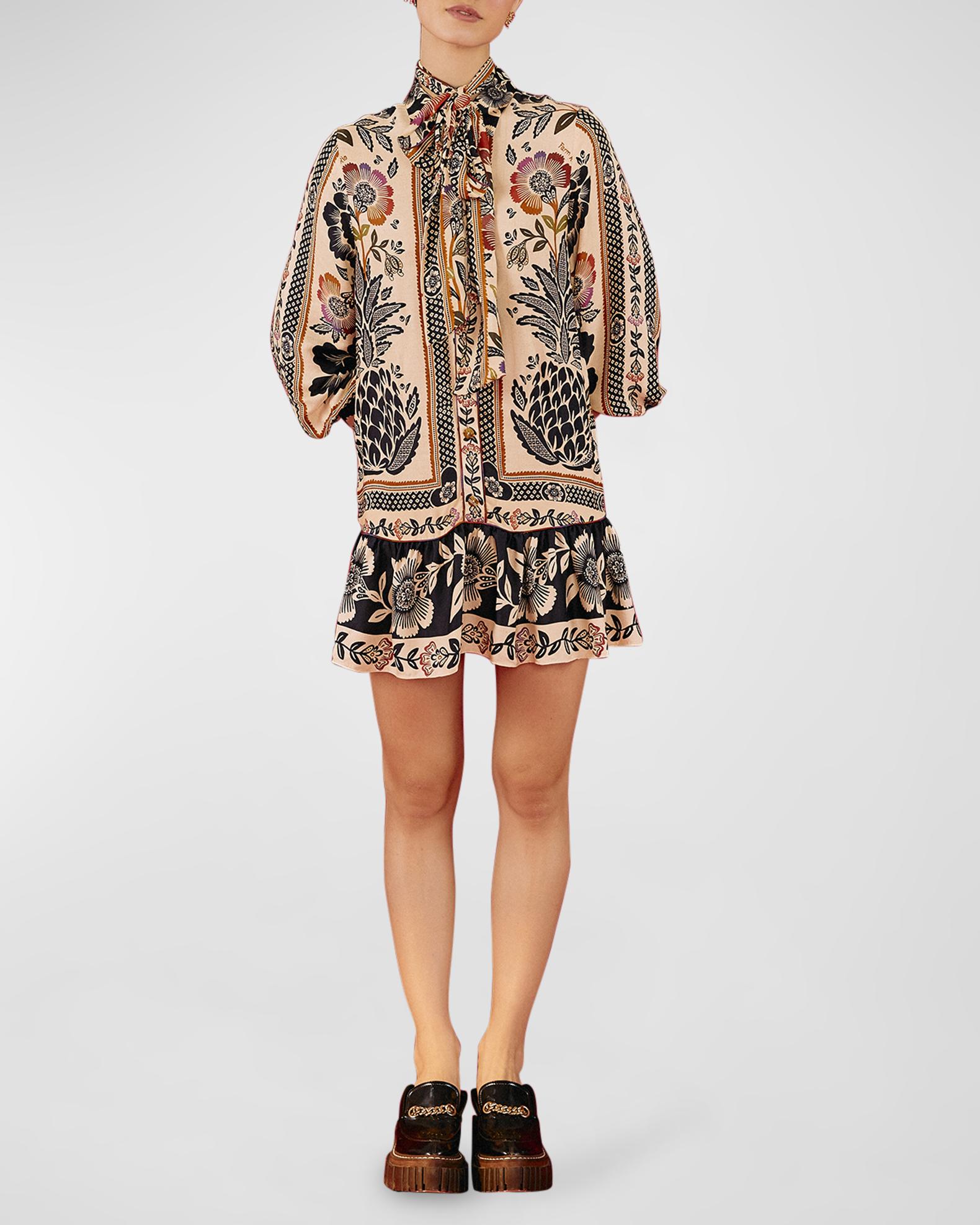 Farm Rio Romantic Garden Printed Mini Dress | Neiman Marcus
