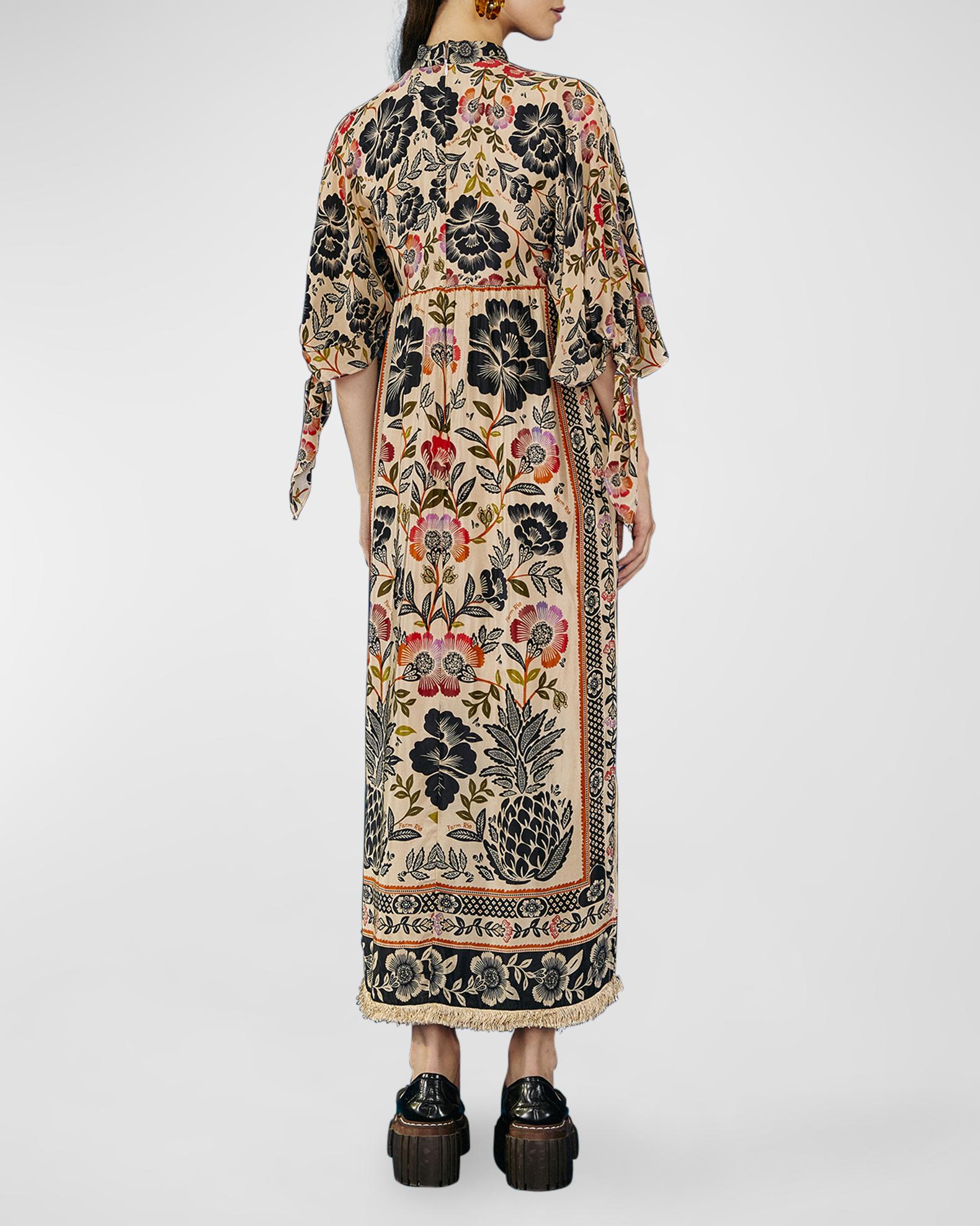 Farm Rio Romantic Garden Floral High-Neck Maxi Dress | Neiman Marcus