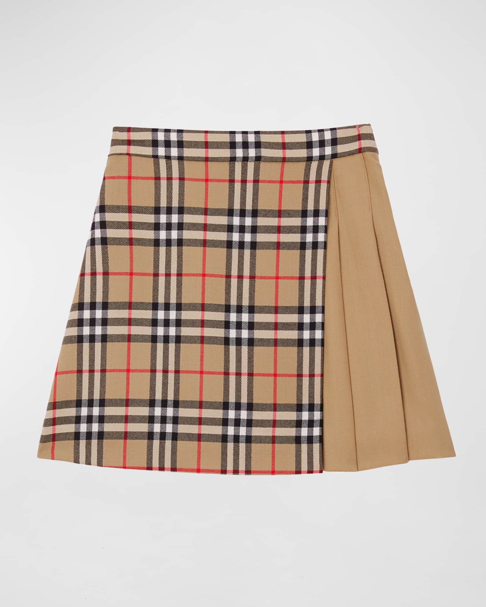 Burberry Girl's Lana Vintage Check Combo Wool Pleated Skirt, Size 3-14 |  Neiman Marcus