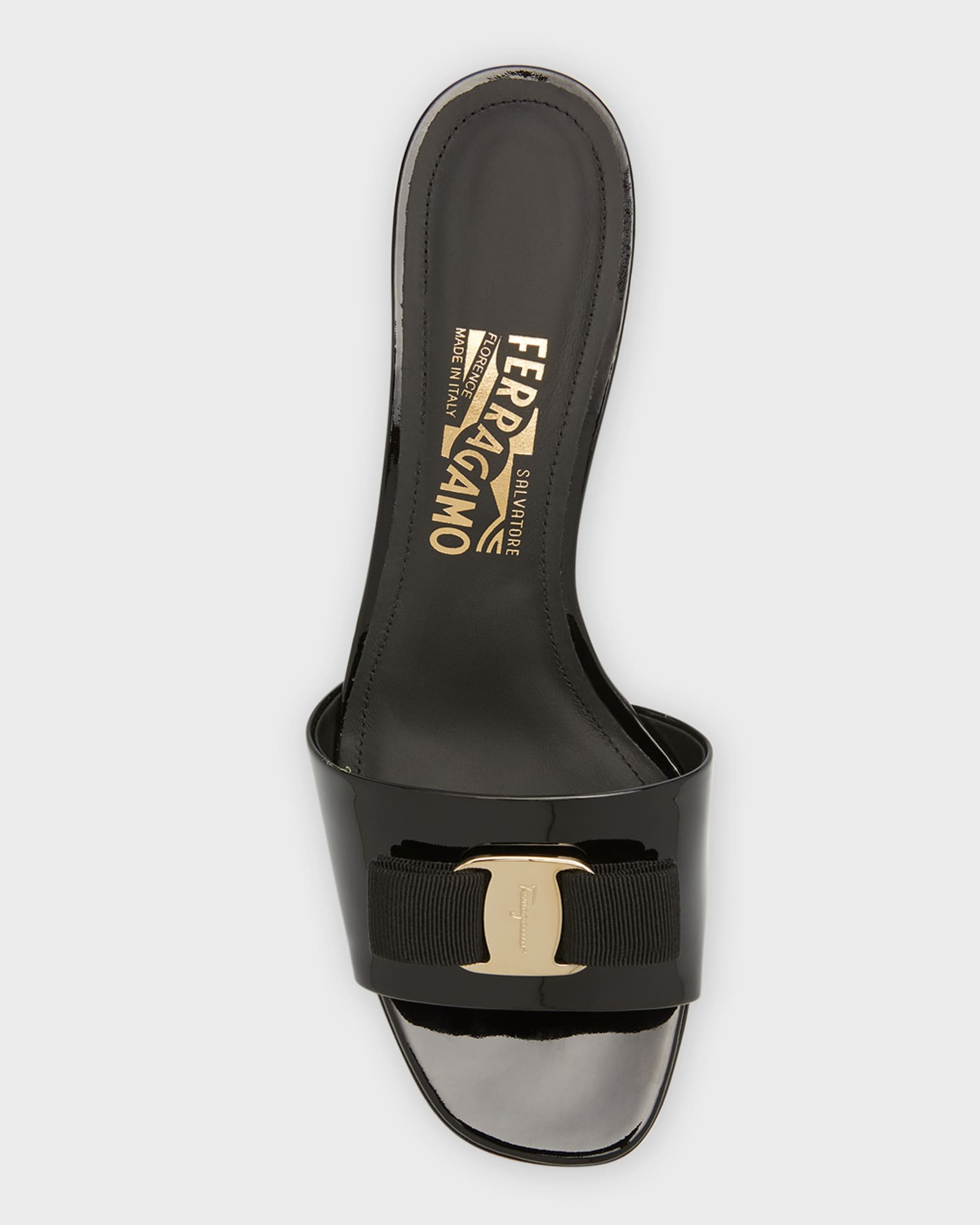 Ferragamo Glo Bow Patent Mule Sandals | Neiman Marcus
