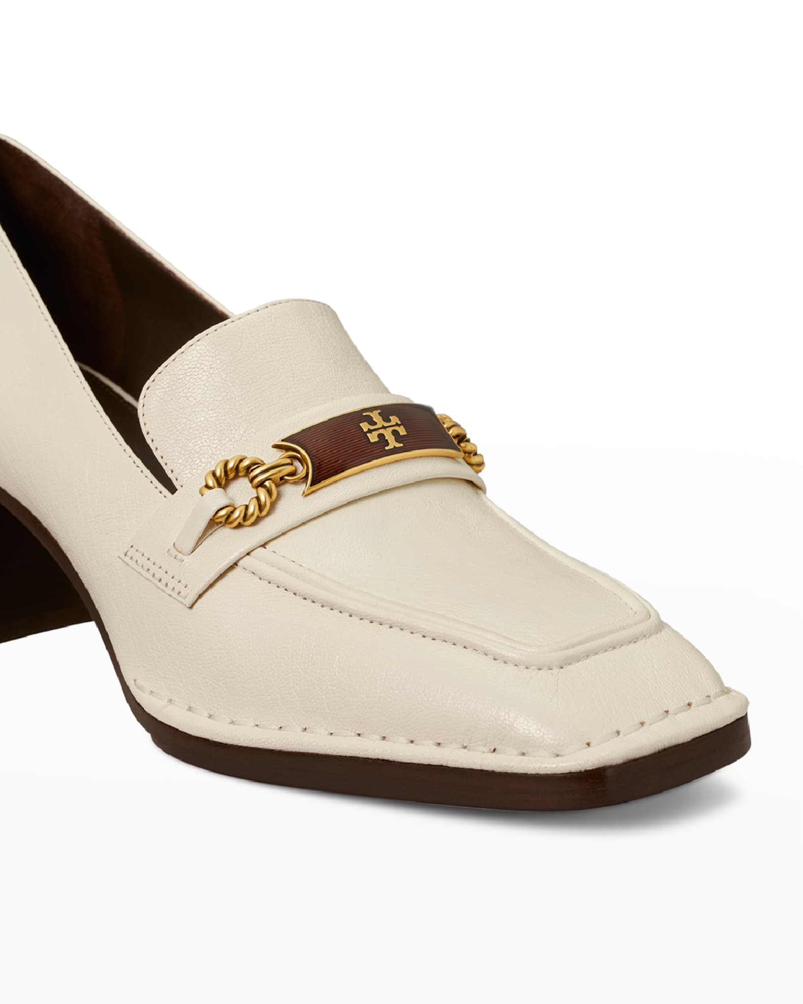 Tory Burch Perrine Square Apron Toe Heeled Loafers Neiman Marcus
