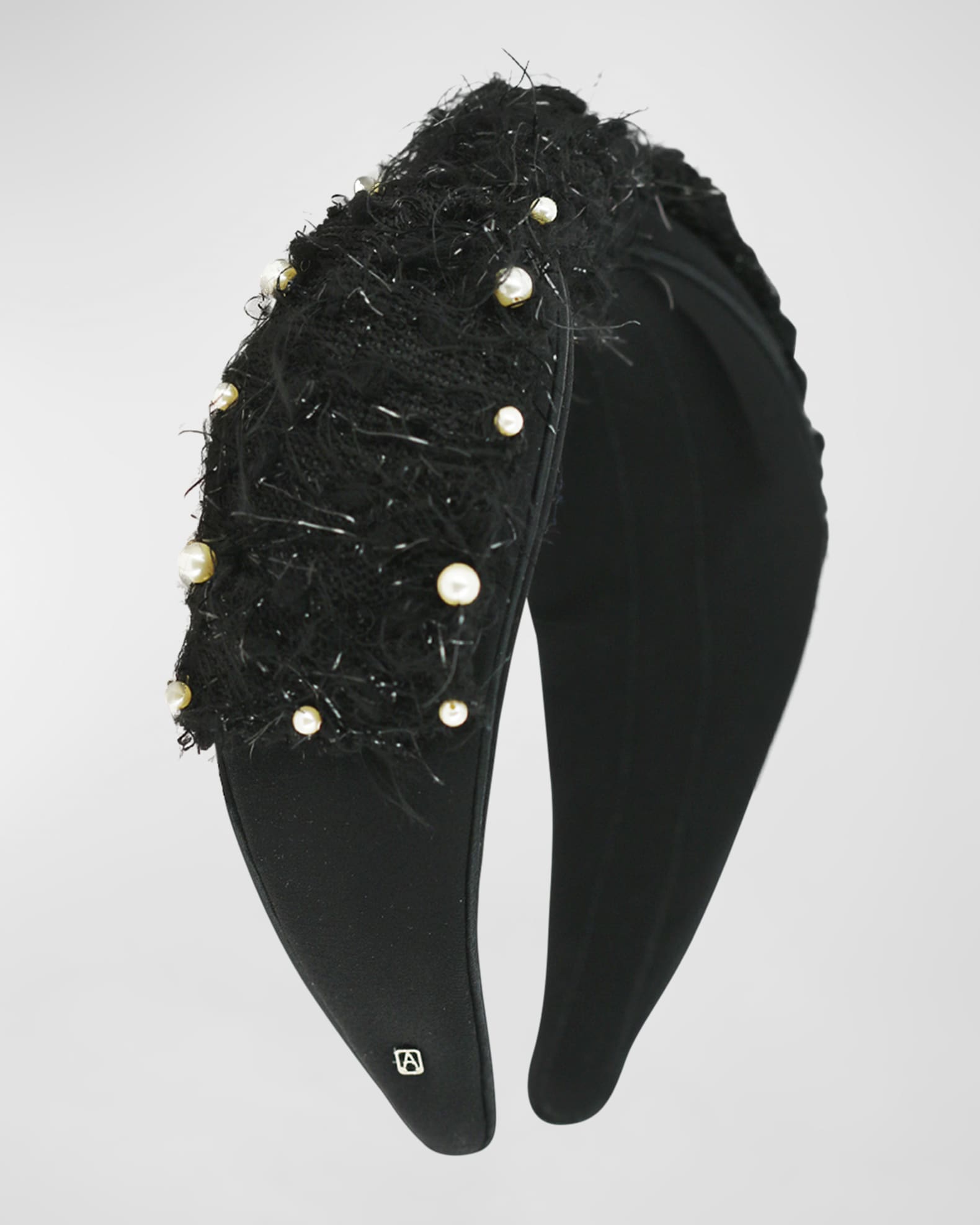 Alexandre de Paris Tweed Headband With Simulated Pearls | Neiman Marcus