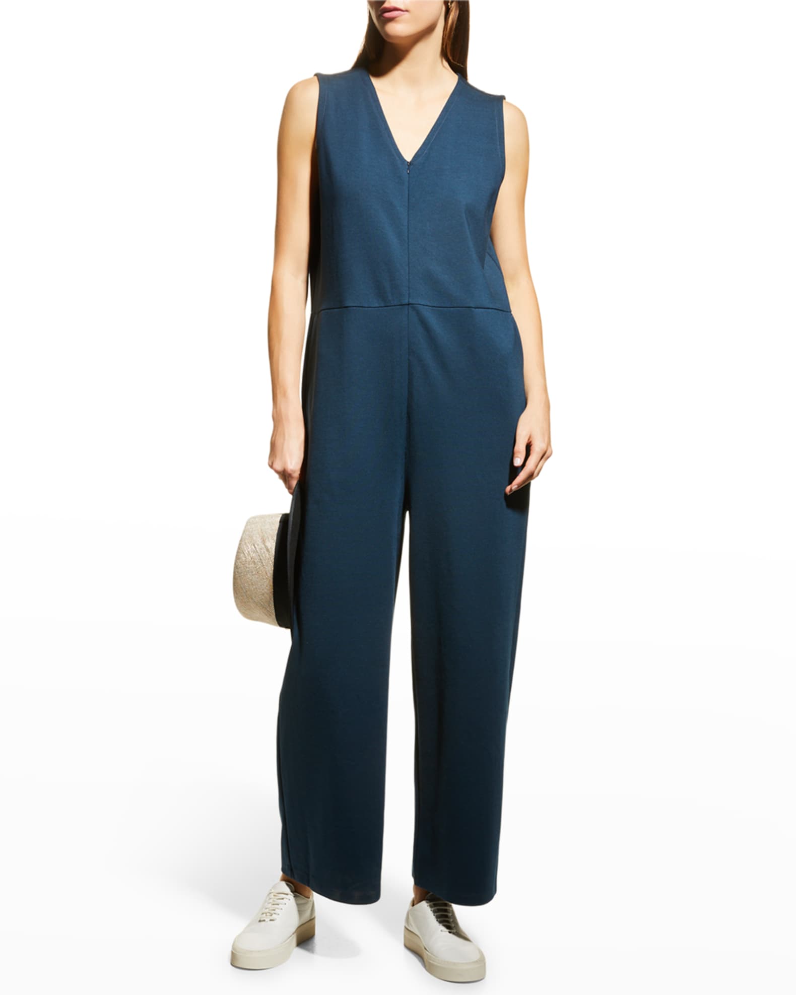 Eileen Fisher Women's Jersey Crop Jumpsuit Black Size Small