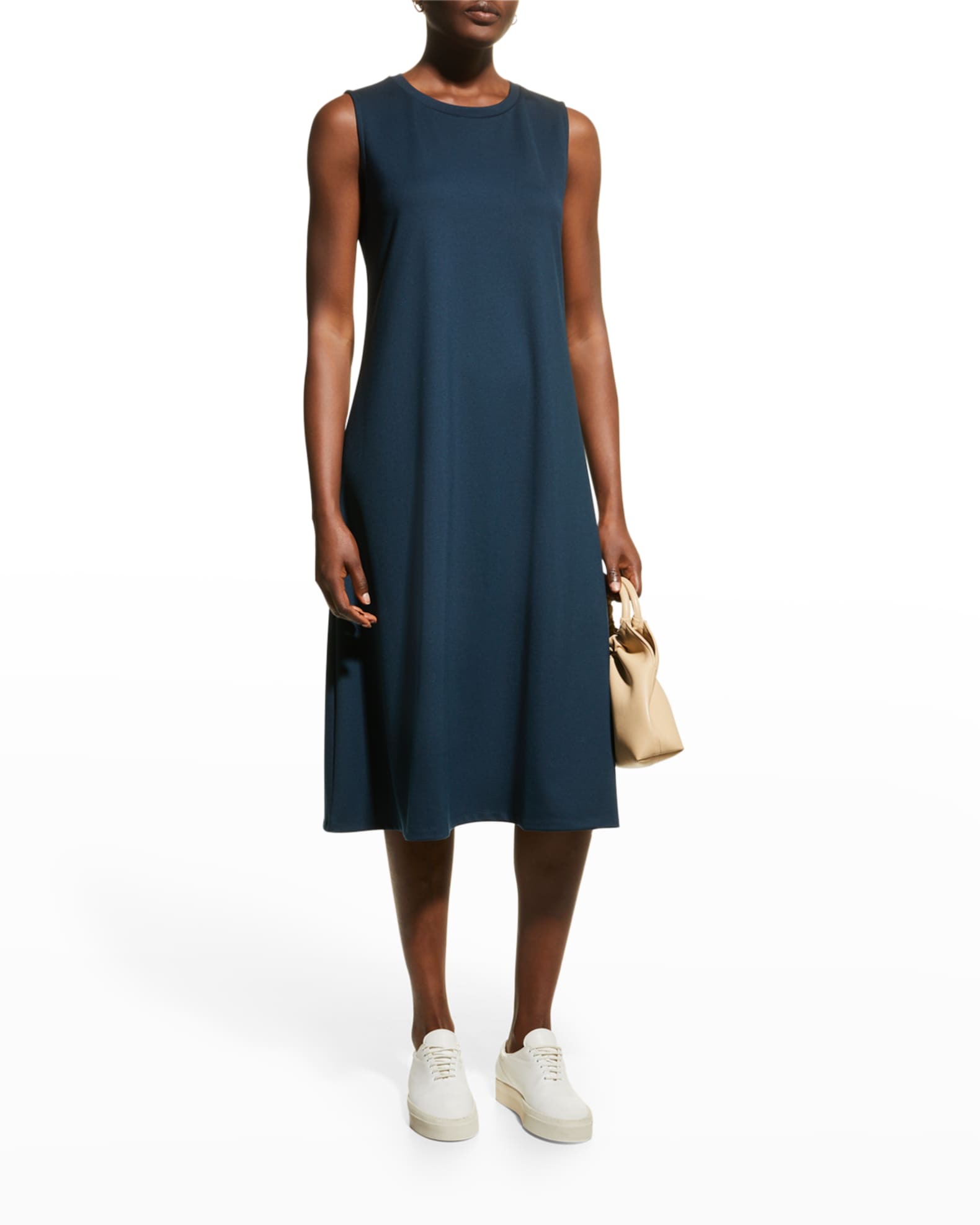 Eileen Fisher Sleeveless Ponte Midi Dress | Neiman Marcus