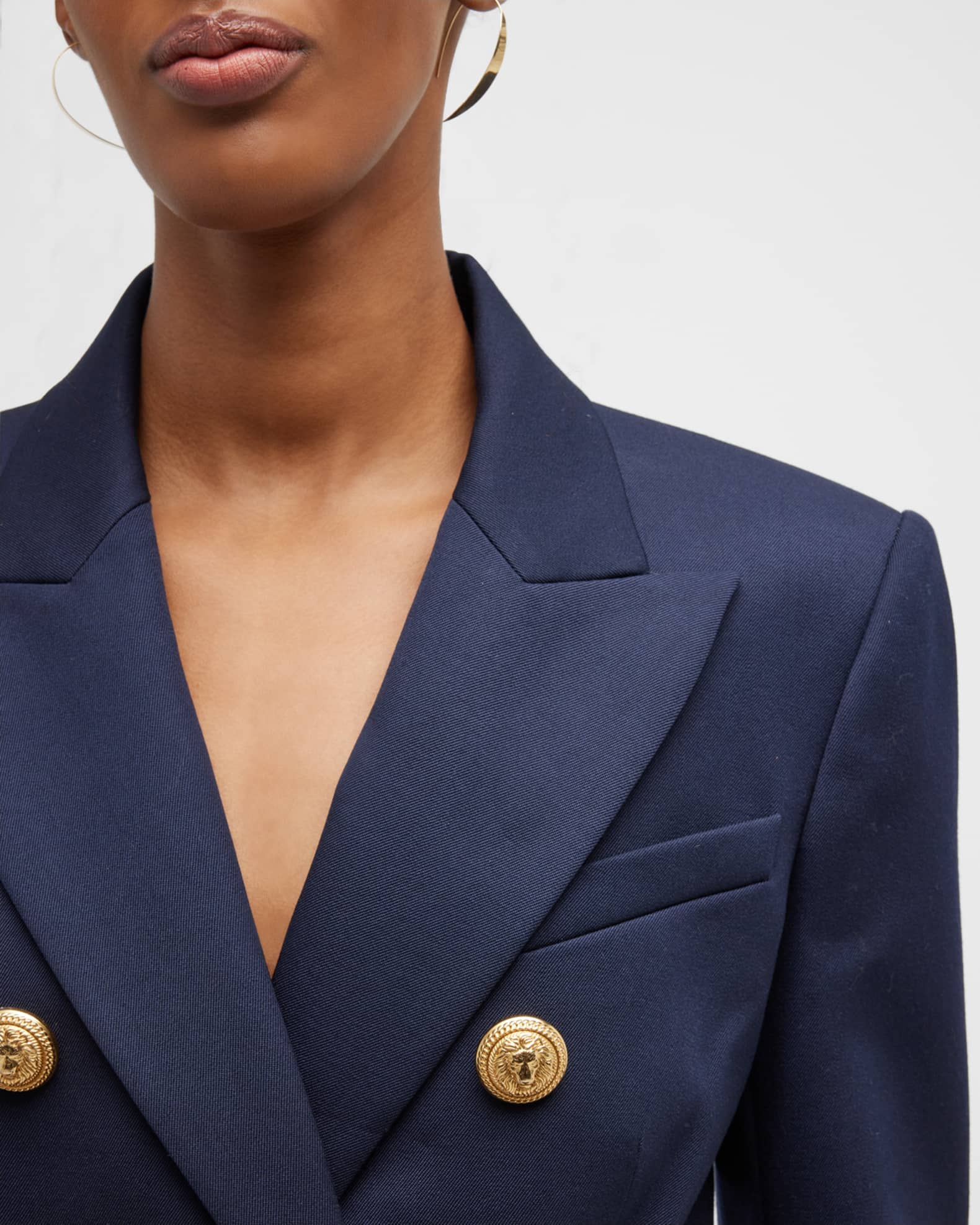 Balmain Classic Wool Blazer w/ Button Detail | Neiman Marcus